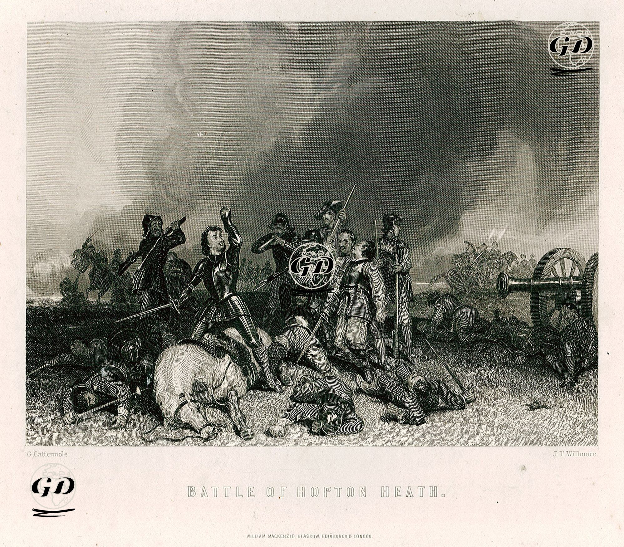 19 Mart 1643 Tarihinde Parlamento Ordusu İle Kraliyet Ordusu Arasında Yapılan Birinci İngiliz İç Savaşı Olan Hopton Heath Muharebesi - George Cattermole (1800-1868) - 1850's-1860's
