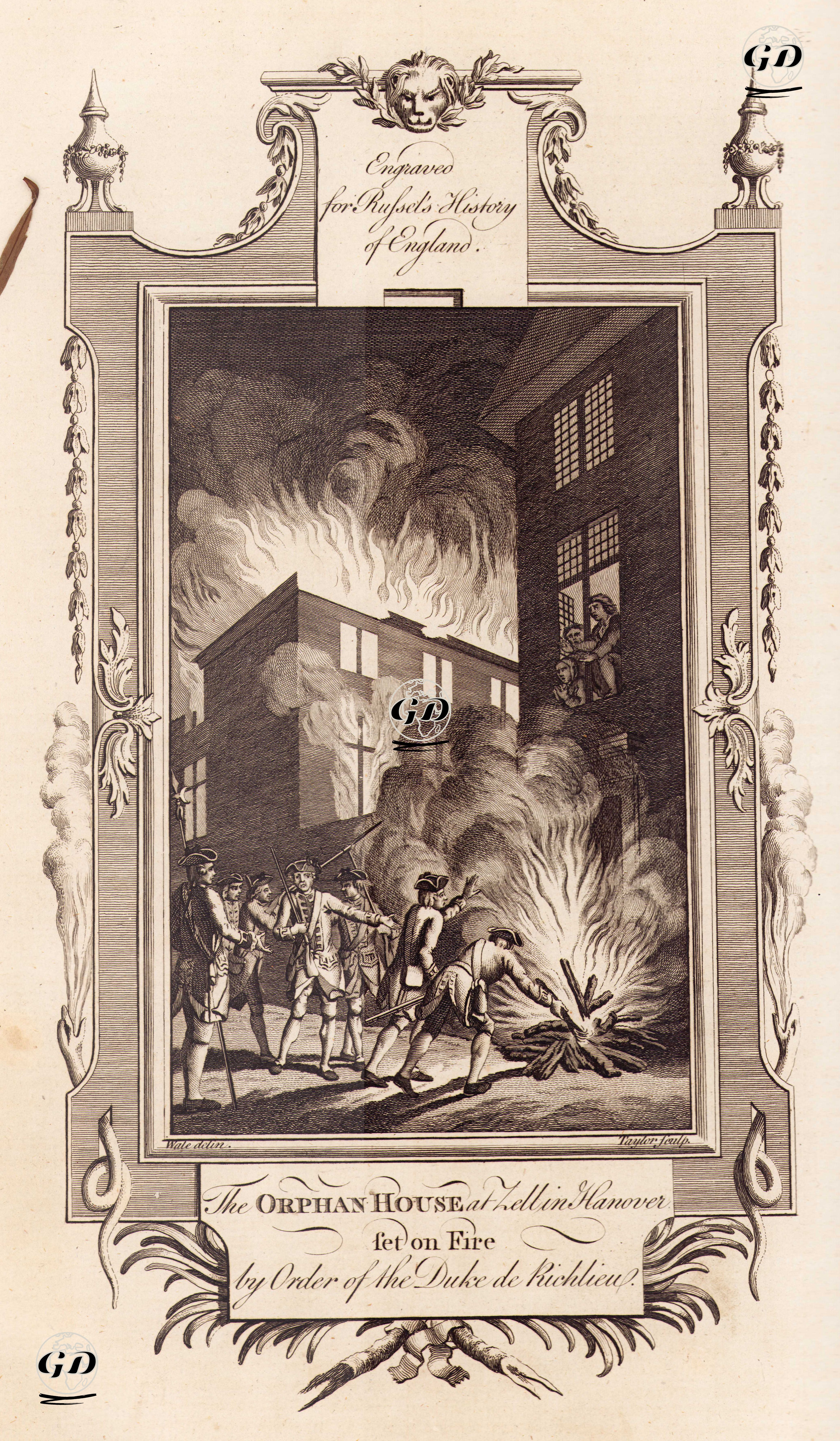 Yedi Yıl Savaşında (1754-1763) Fransız Ordusu Komutanı Dük De Richelieu'nun Talimatı İle Hanover Yetimhanesinin Ateşe Verilmesi - Samuel Wale (1721-1786) - 1780