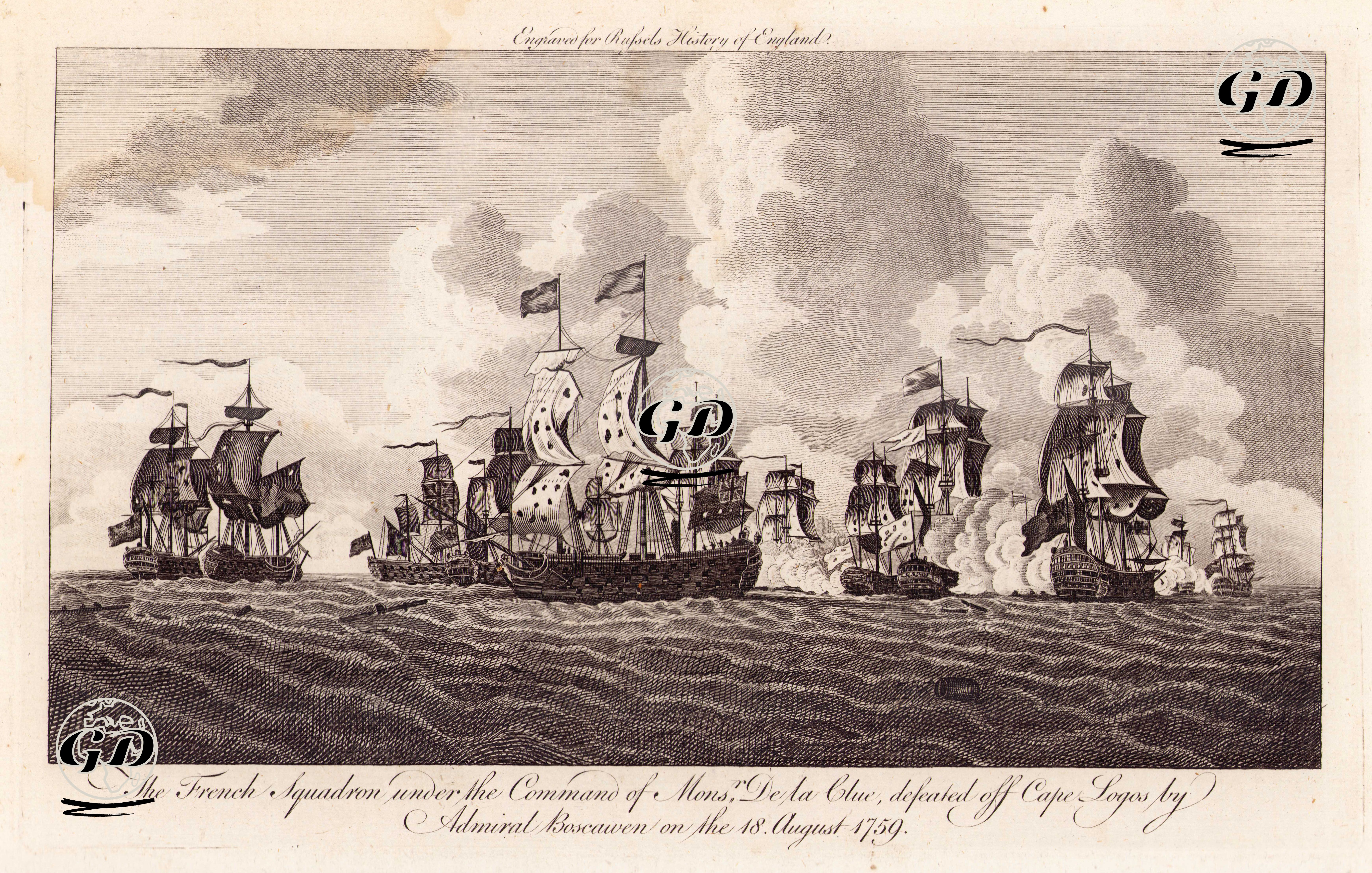 Yedi Yıl Savaşları (1754-1763) Kapsamında Gerçekleşen Lagos Deniz Savaşında (18 Ağustos 1759) Edward Boscawen Komutasındaki Bir İngiliz Filosunun
Jean François De La Clue Sabran Komutasındaki Bir Fransız Filosunu Yenmesi -  - 1780