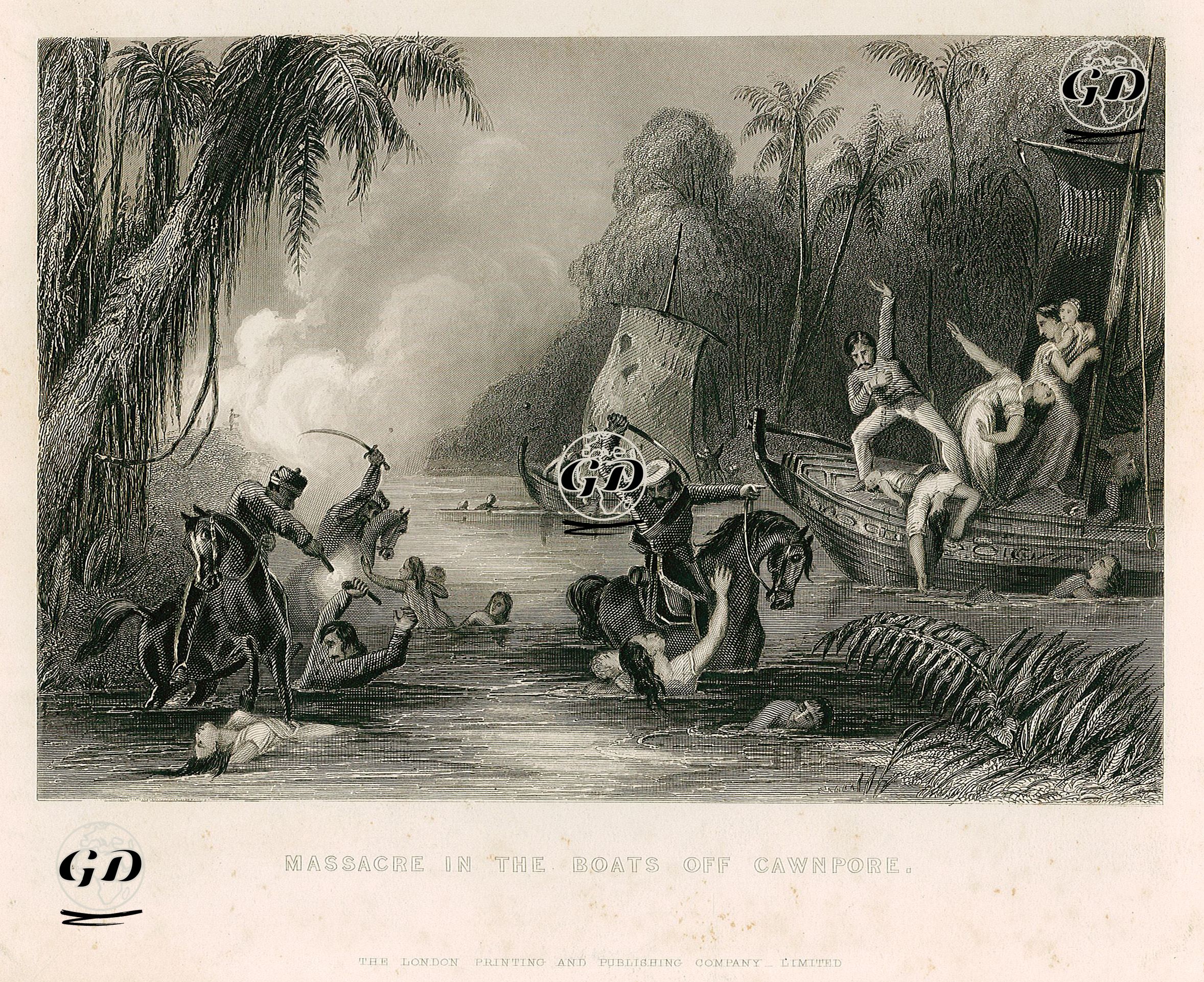 Massacre in The Boats Off Cawnpore -  - 1858