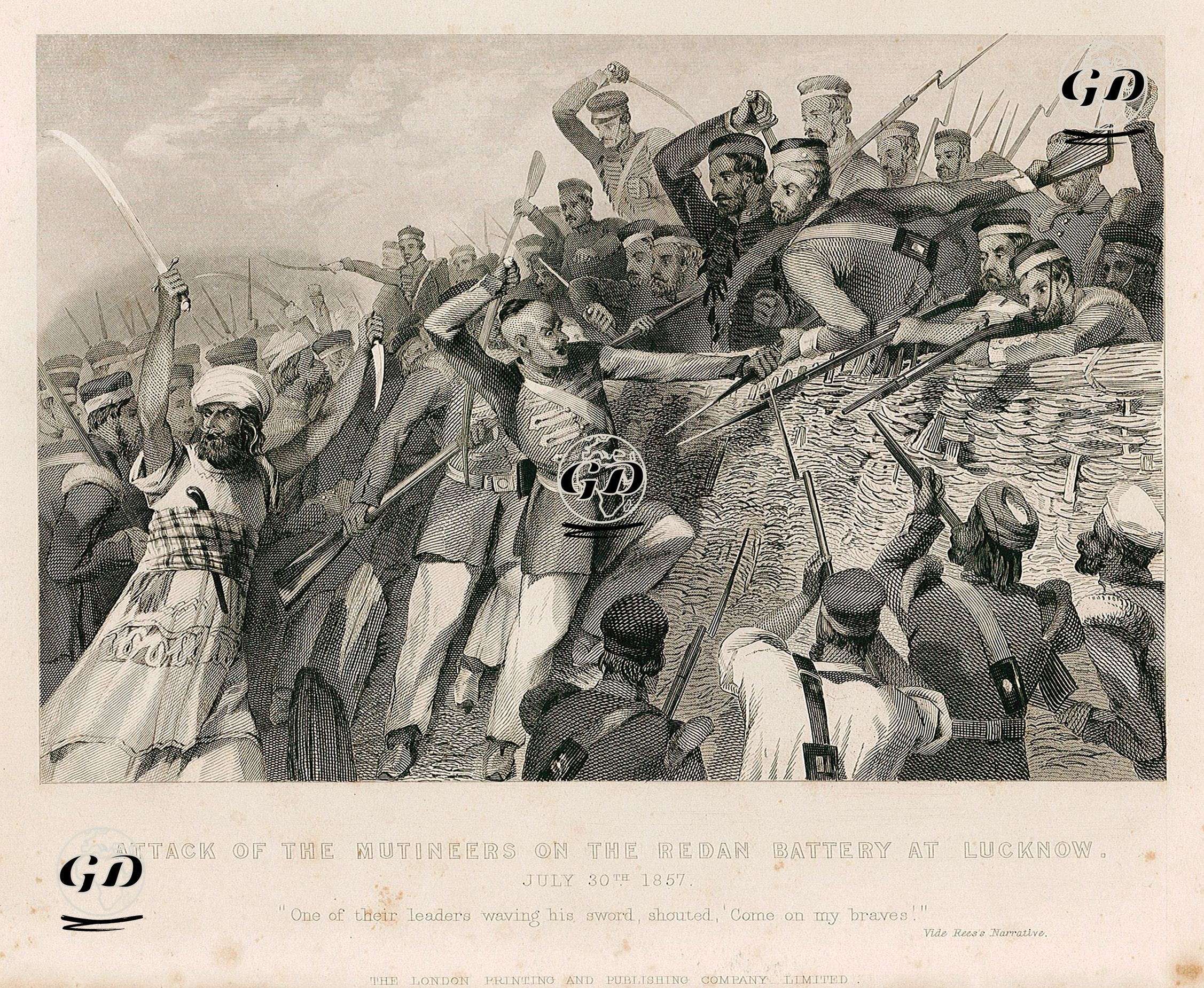 30 Temmuz 1857 Tarihinde Lucknow'da Britanya Doğu Hindistan Şirketi Ordusuna Bağlı İsyancı Sepoy Askerlerinin İngiliz Mevzilerine Saldırması -  - 1858
