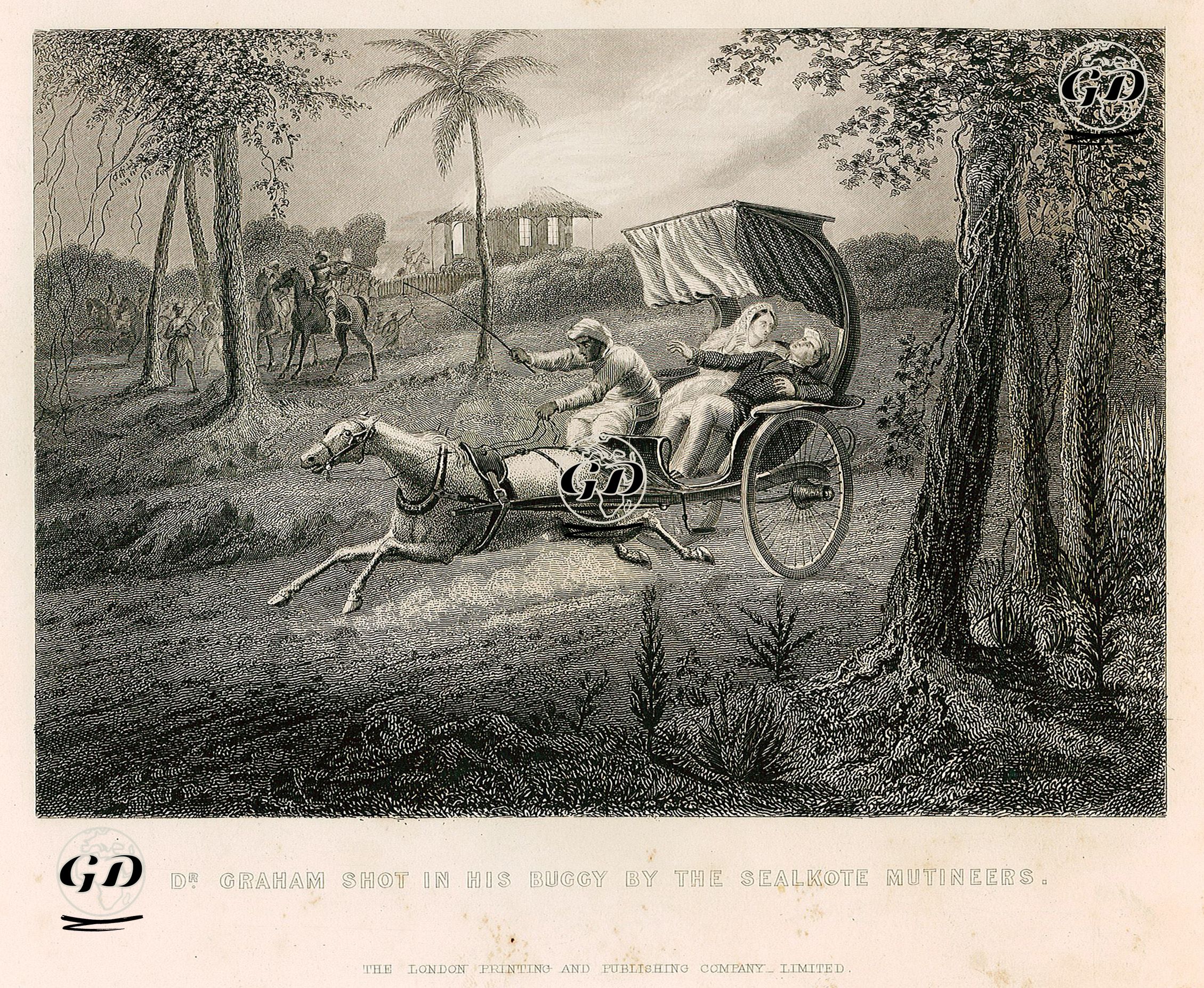 Dr.Graham Shot in His Buggy By The Sealkote Mutineers -  - 1858