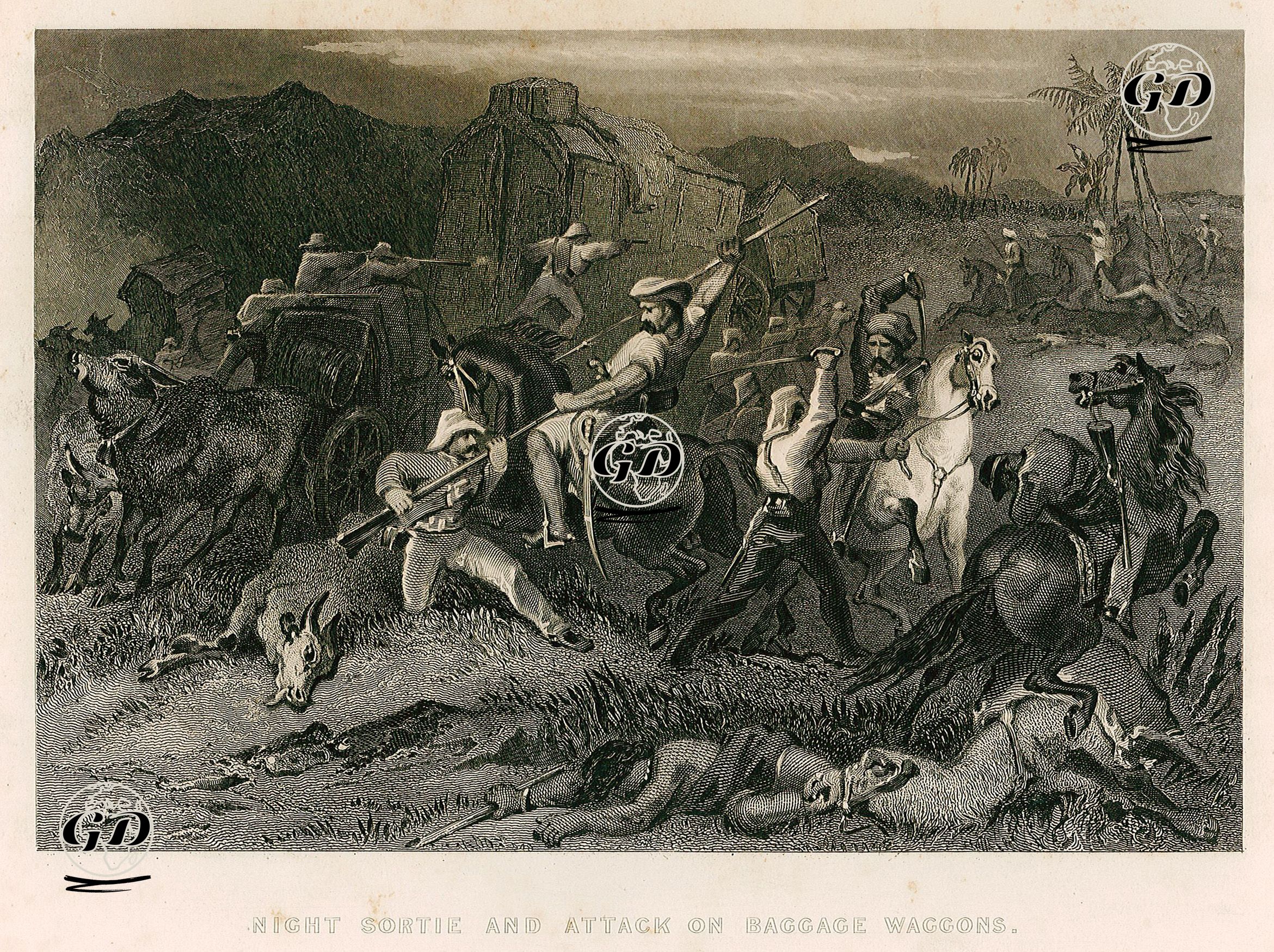 Hint İsyanı Sırasında Doğu Hindistan Şirketi Ordusuna Bağlı İsyancı Sepoy Askerlerinin İngiliz Konvoyuna Gece Saldırısı -  - 1858