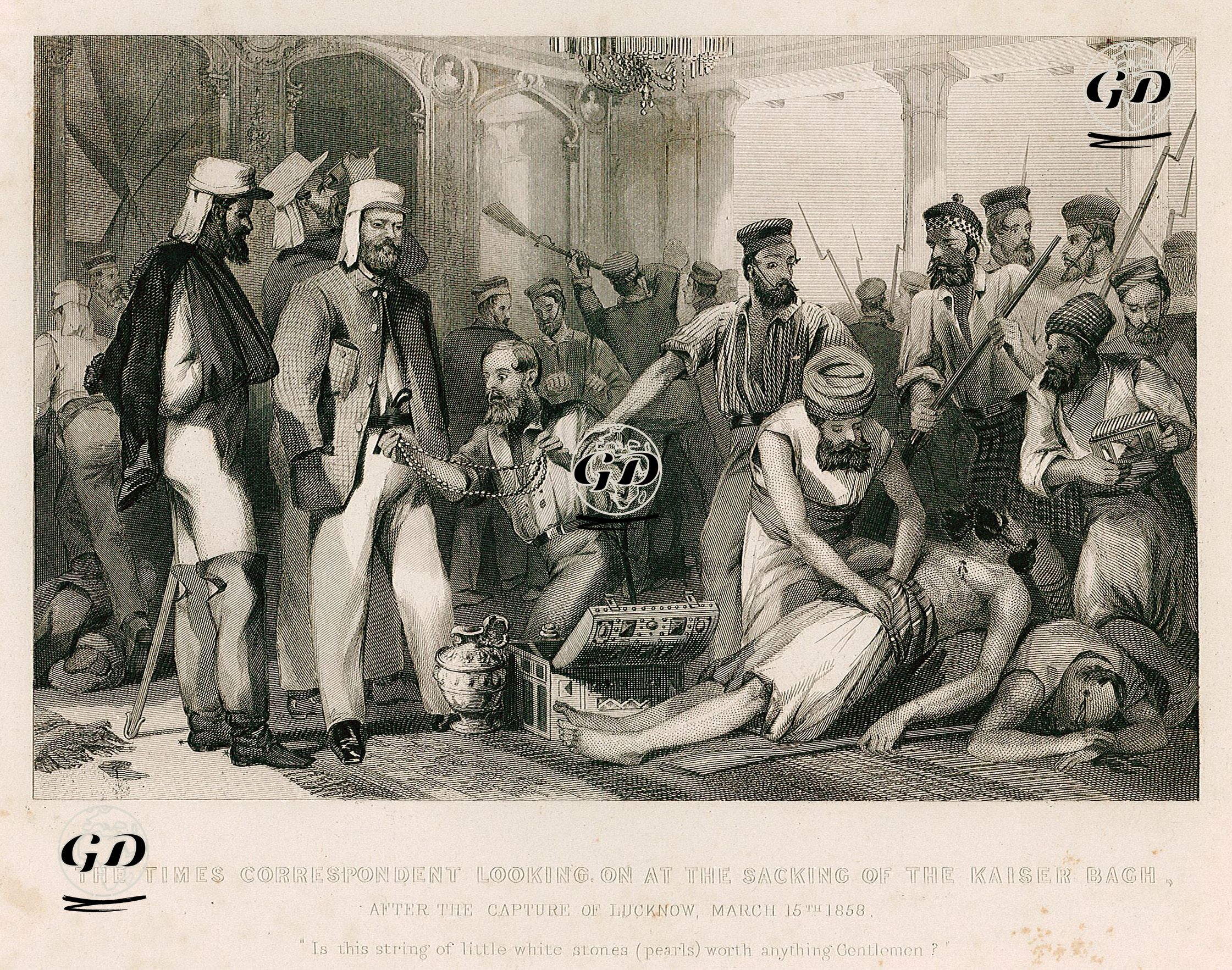 15 Mart 1858 Tarihinde London Times Muhabiri William Howard Russell'in Lucknow Şehrinin Tekrar Ele Geçirilmesinden Sonra İngiliz Askerlerinin Qaisar Bagh'da Yaptıkları Yağmalamayı Tanık Olması -  - 1858