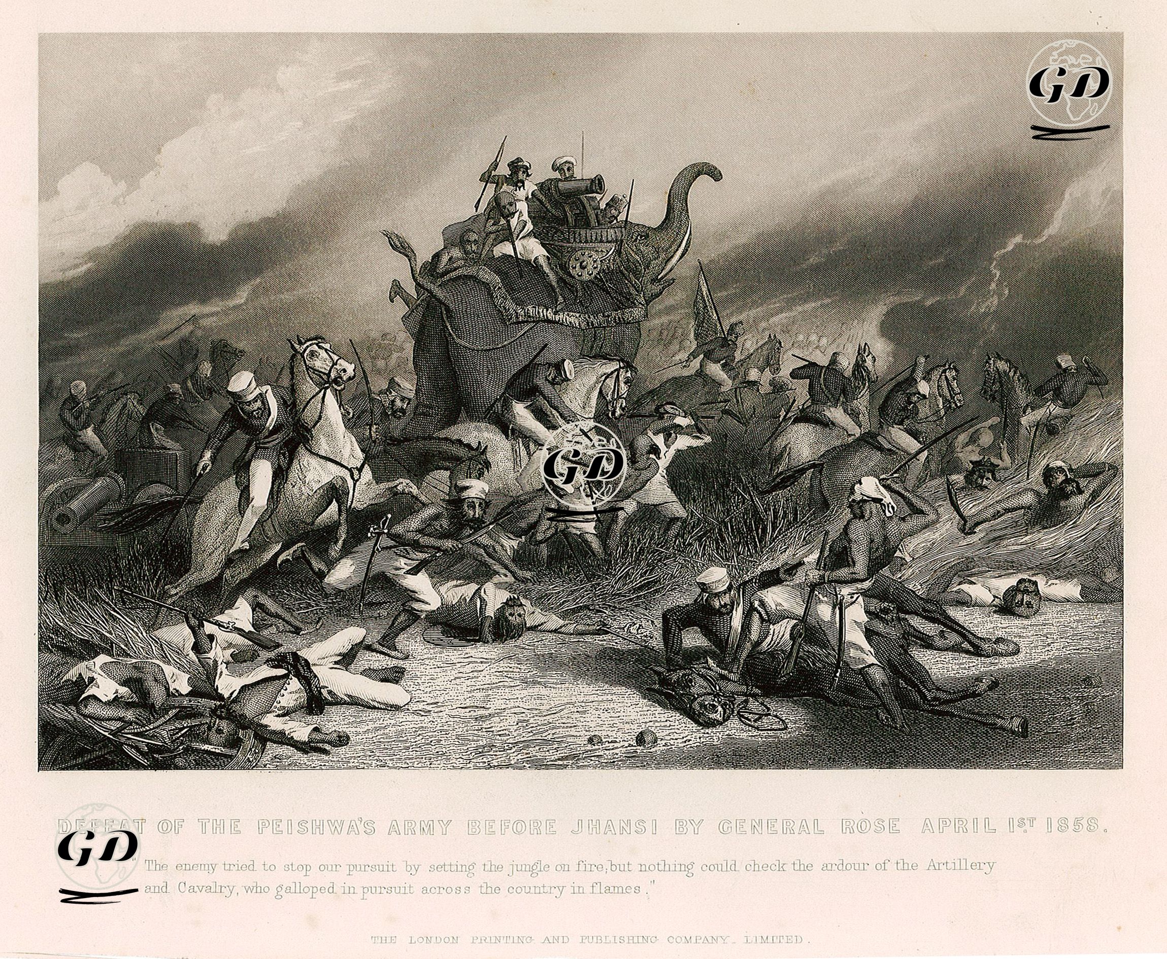 Hint İsyanı Sırasında 1 Nisan 1858 tarihinde General Hugh Rose Bağlı İngiliz Birliklerinin Jhansi Şehri Önlerinde Hint General Tatya Tope'ya Bağlı Birlikleri 
Yenmesi -  - 1858