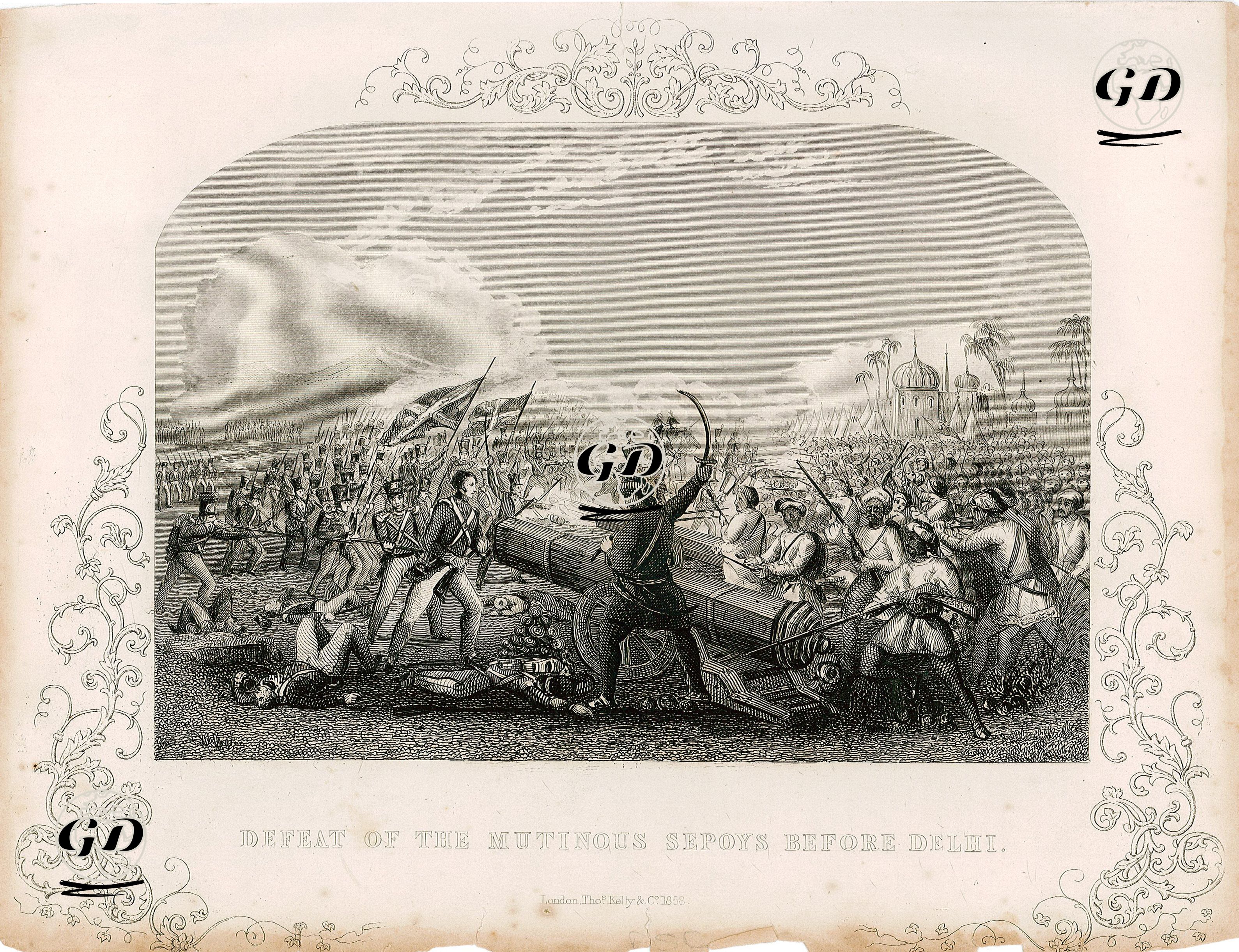 Hint İsyanı Sırasında Delhi'de Britanya Doğu Hindistan Şirketi Ordusuna Bağlı İsyancı Sepoy Askerlerinin İngiliz Askerlerine Yenilmesi -  - 1858