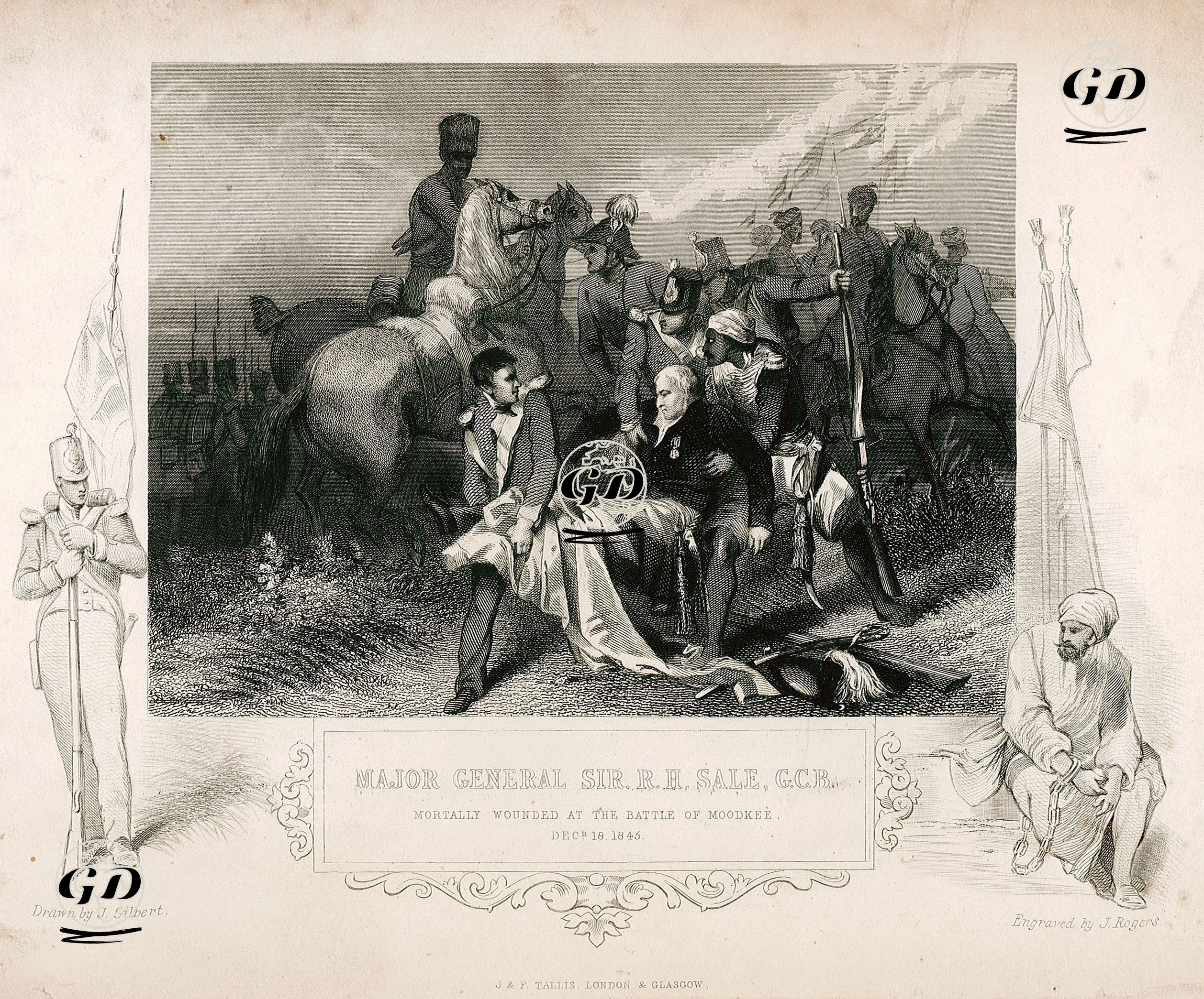 18 Aralık 1845 Tarihinde Doğu Hindistan Şirketi'nin Birlikleri ile Pencap Sih İmparatorluğu Birlikleri Arasında Gerçekleşen Mudki Savaşında General 
Robert Henry Sale'nin Ölümcül Şekilde Yaralanması - John Gilbert (1817-1897) - 1850's