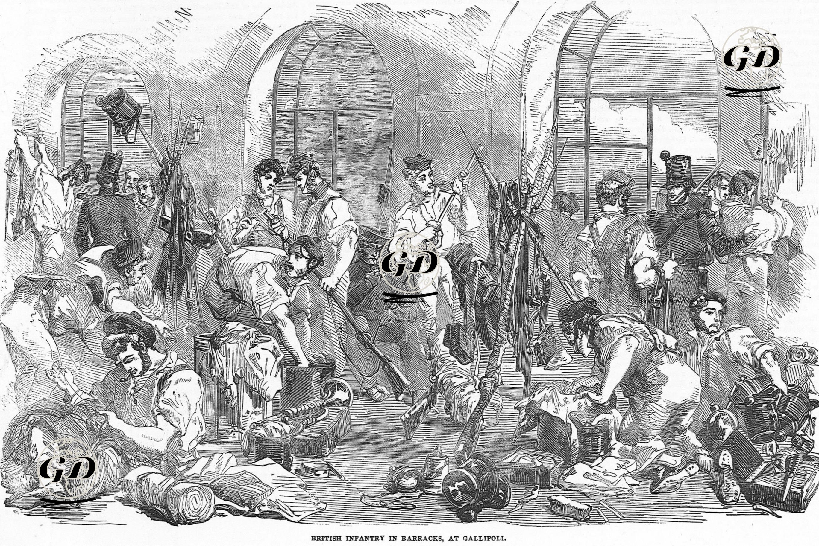 British Infantary In Barracks, At Gallipoli  -  - 1854