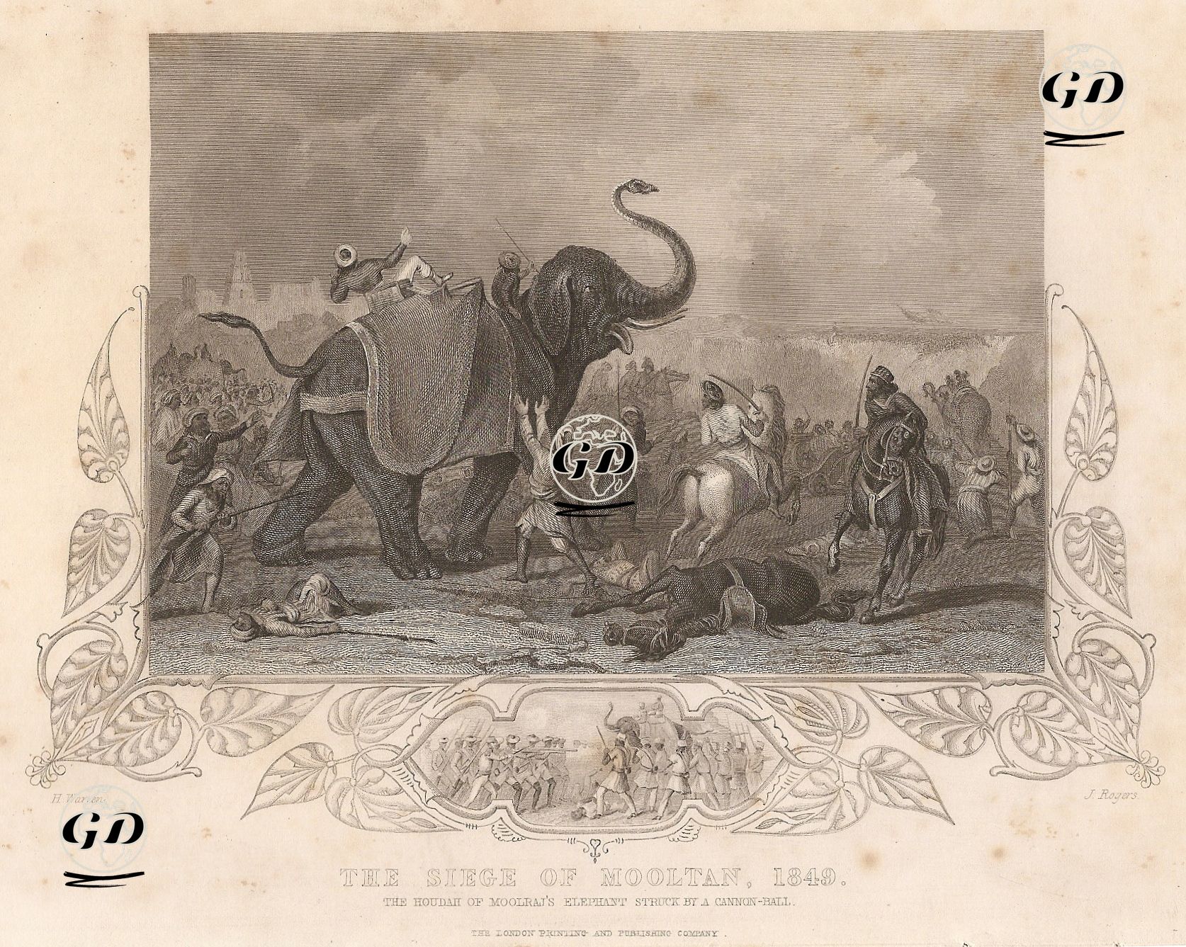 The Siege Of Mooltan, 1849-The Houdah Of Moolraj's Elephant Struck By A Cannon Ball - Henry Warren (1794-1879) - 1857