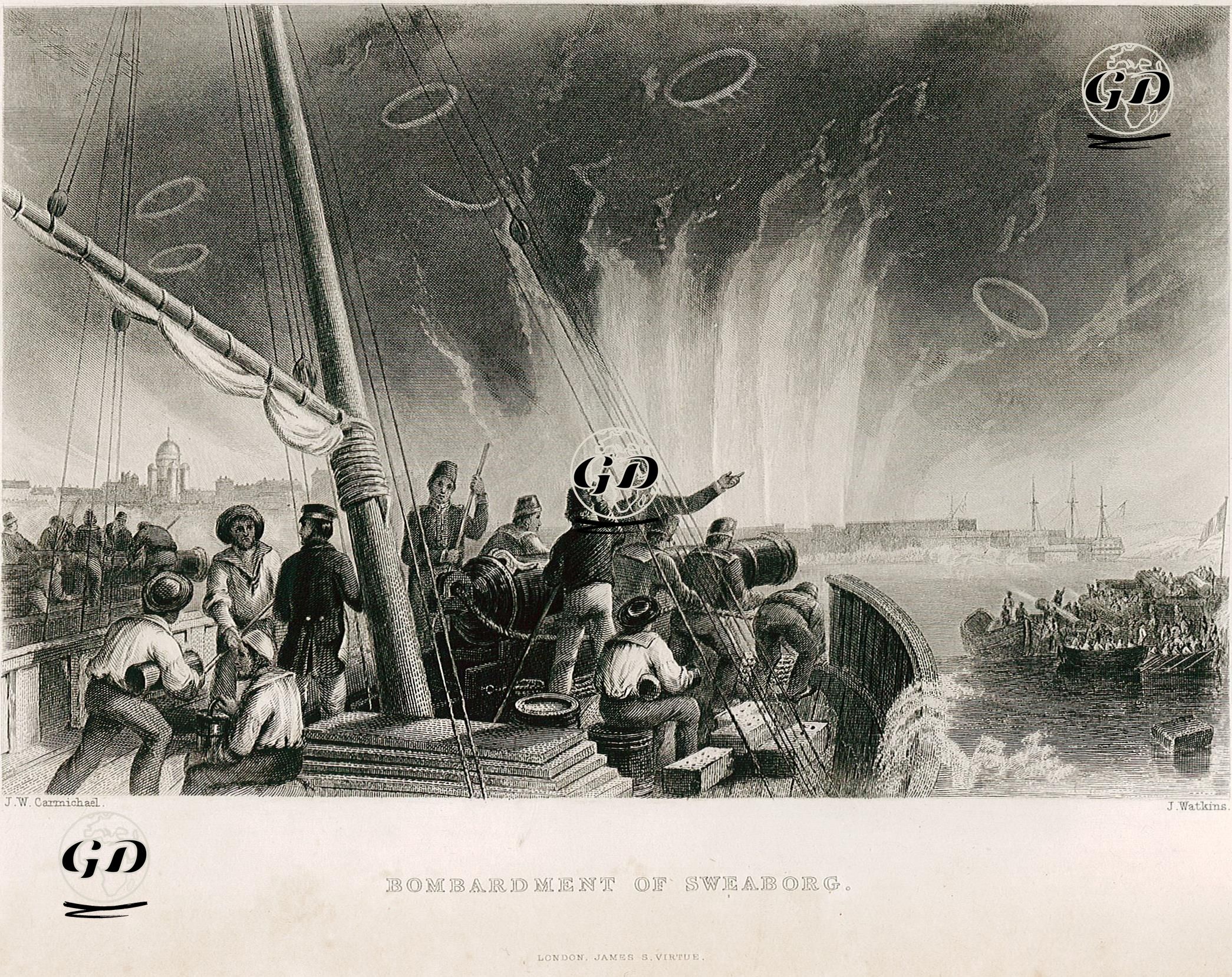 9 Ağustos 1855 Tarihinde Kırım Savaşında İngiliz Ve Fransız Donanması Tarafından Sveaborg (Suomenlinna) Tahkimatlarının (Deniz Kalesinin) Bombalanması - James Wilson Carmichael (1800-1868) - 1859