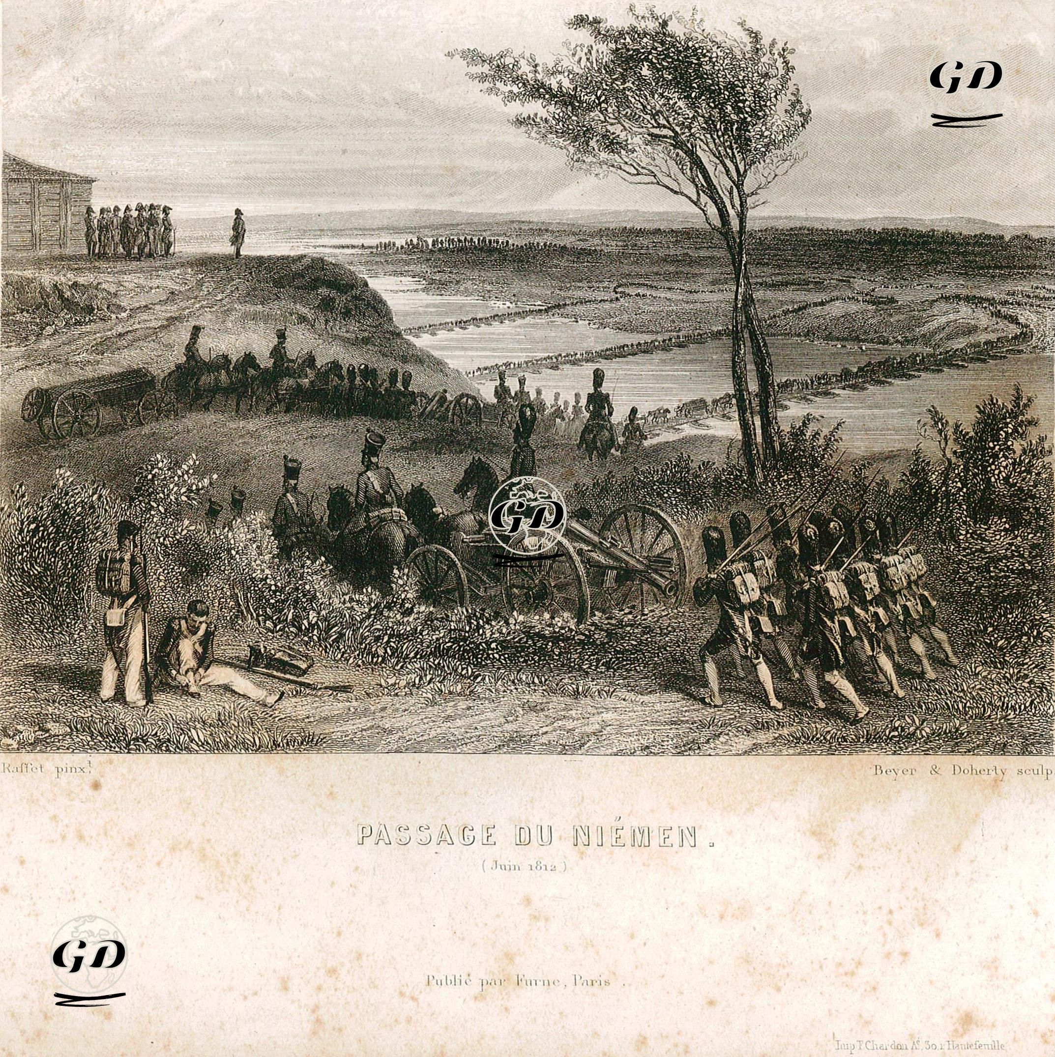 24 Haziran 1812'de Rusya Seferine Çıkan Napolyon Bonapart'ın Birliklerinin (Neman) Niemen Nehrini Geçişini Denetlemesi  - Denis Auguste Marie Raffet (1804-1860) - 1845