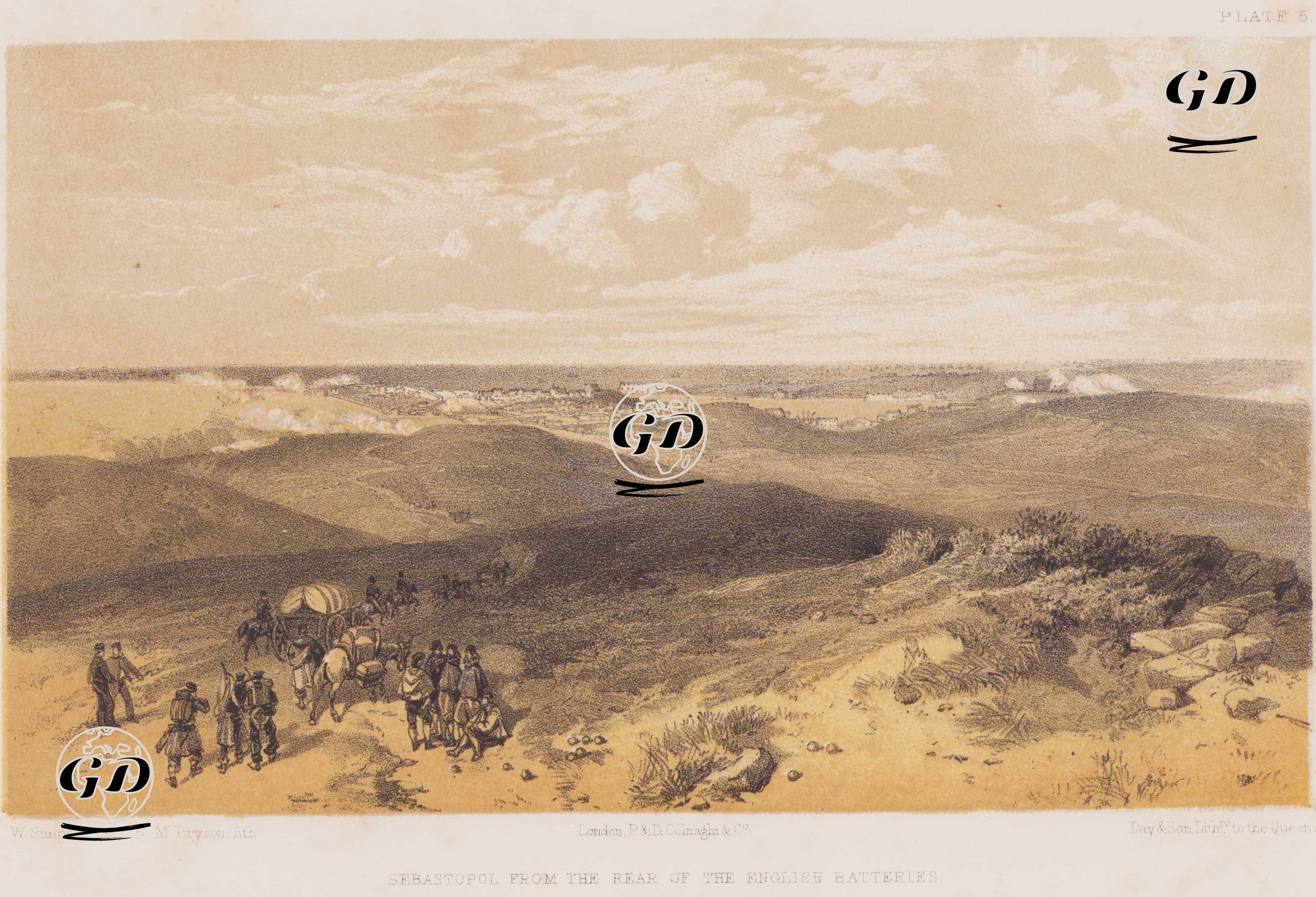 Sebastopol from the Rear of the English Batteries (Plate 5) - William Simpson (1823-1899) - 1856