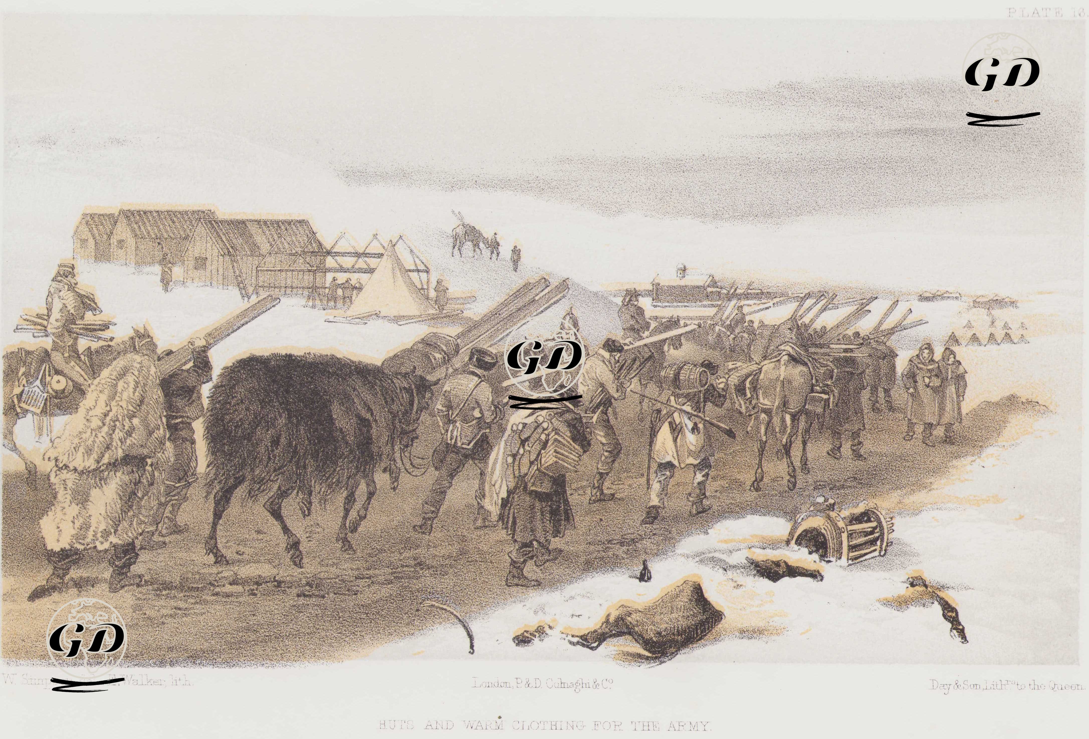 1853-1856 Osmanlı-Rus Savaşı (Kırım Savaşı) Sırasında Ordu İçin Baraka Yapım Eşyalarının ve Kışlık Kıyafetlerin Taşınması (Plate 16) - William Simpson (1823–1899) - 1856