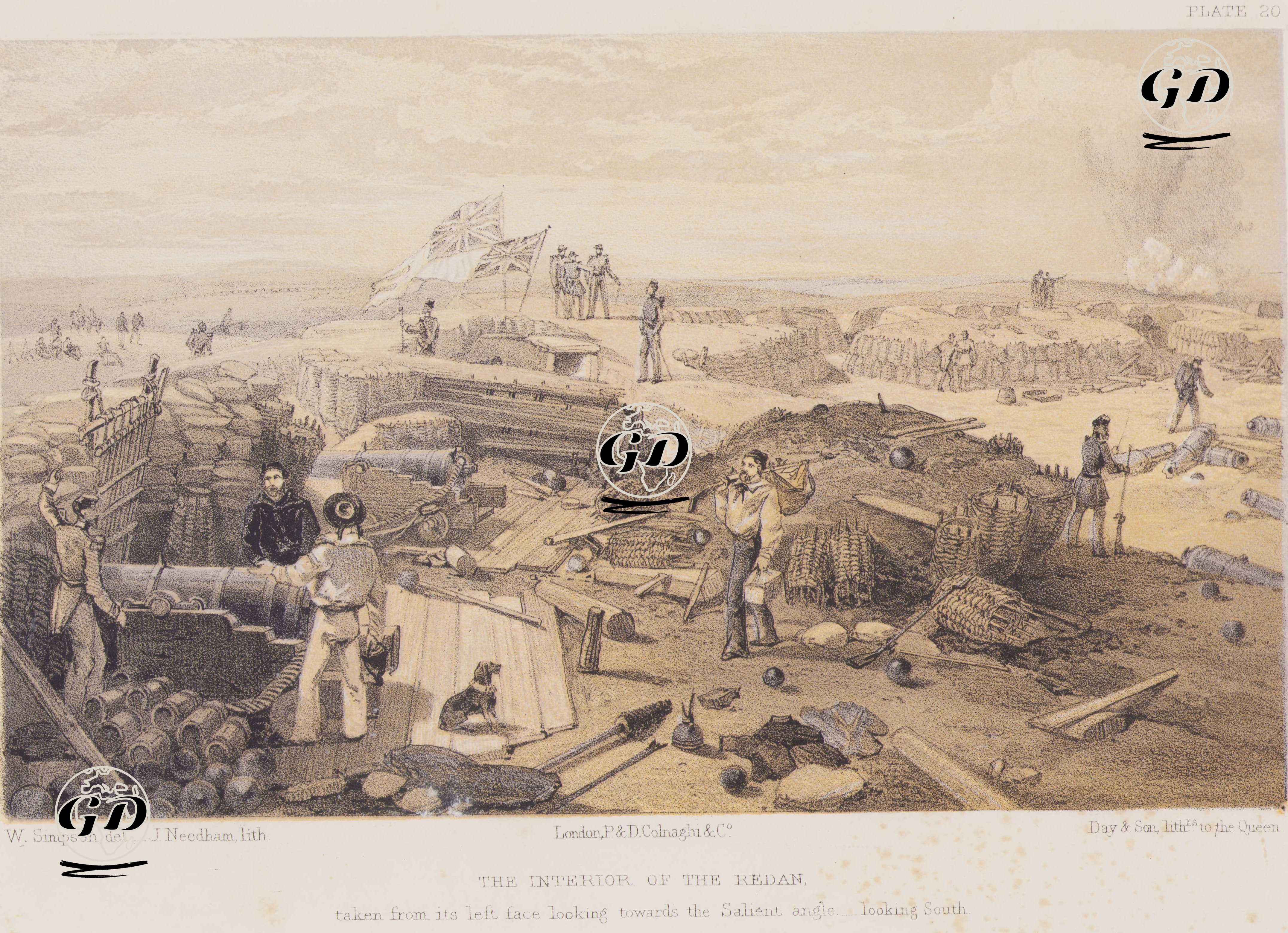 İngiliz birliklerinin Sivastopol Kuşatması Sırasında 8 Eylül 1855 Tarihinde Yoğun Saldırılarda Bulunduğu Redan Siperinin (Tahkimatı) Savaş Sonrası Durumu (Plate 20)  - William Simpson (1823–1899) - 1856