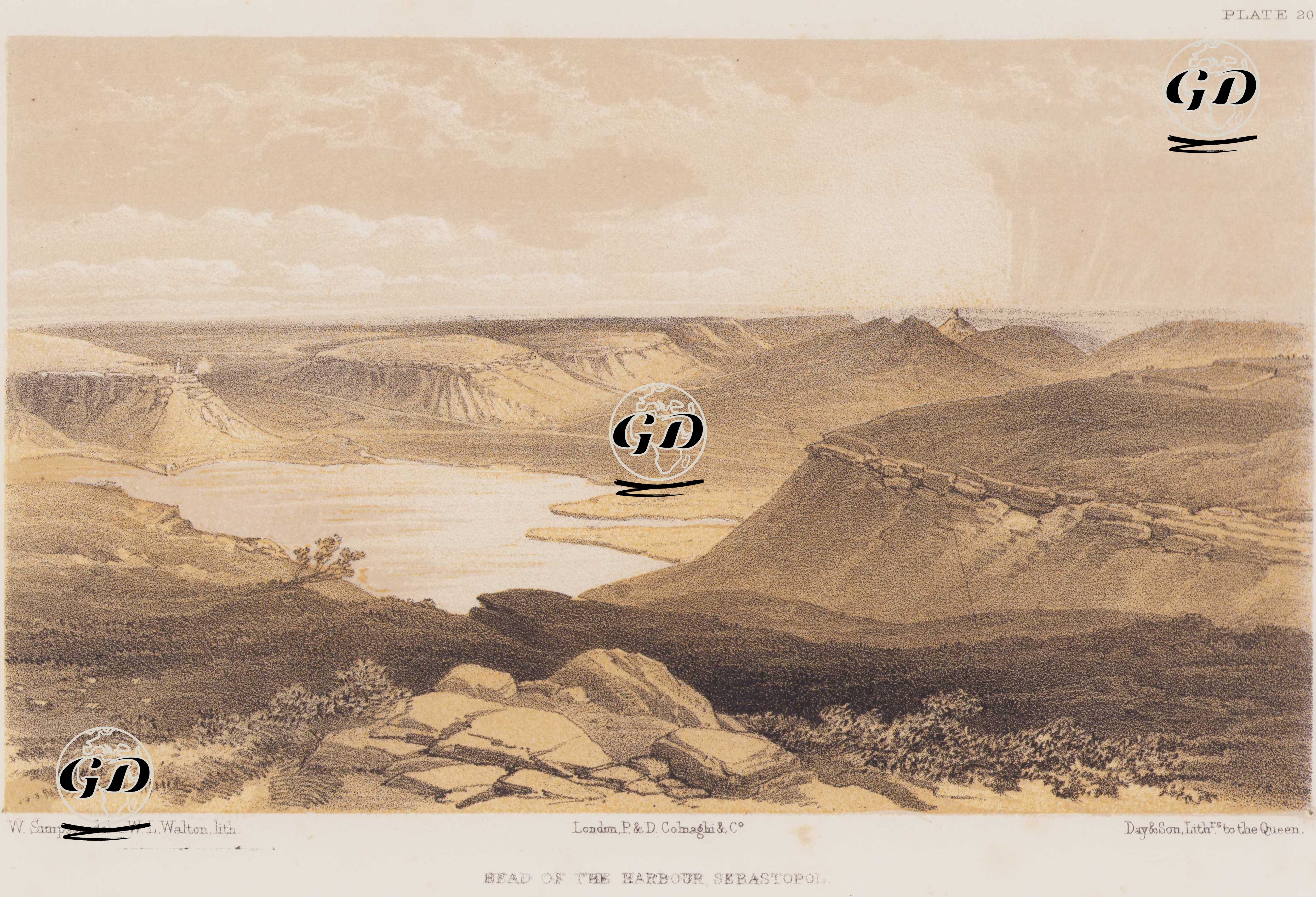1853-1856 Osmanlı-Rus Savaşı (Kırım Savaşı) Sırasında Sivastopol Limanı (Plate 20) - William Simpson (1823–1899) - 1856