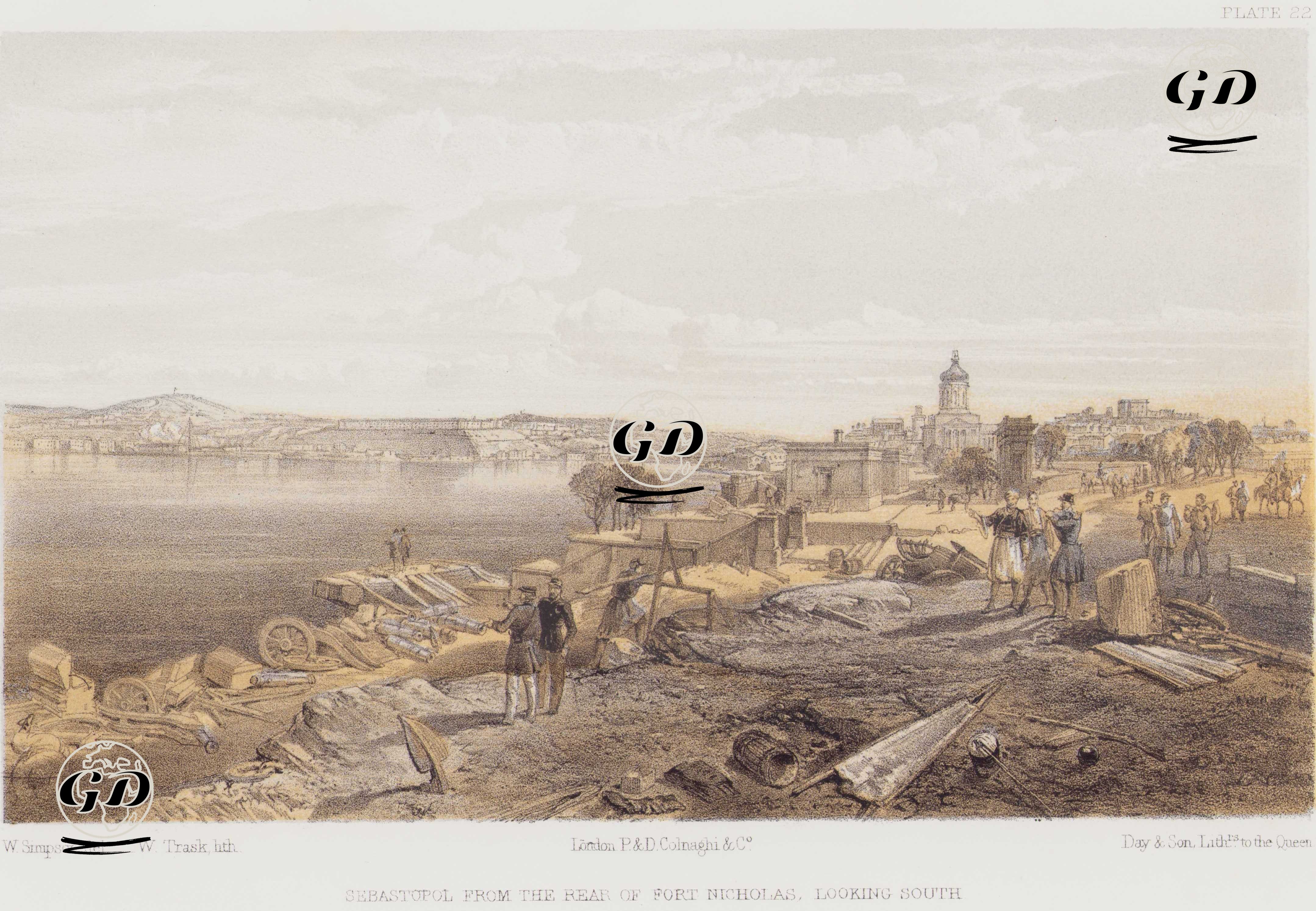 Sebastopol From the Rear of Fort Nicholas, Looking South (Plate 22) - William Simpson (1823–1899) - 1856