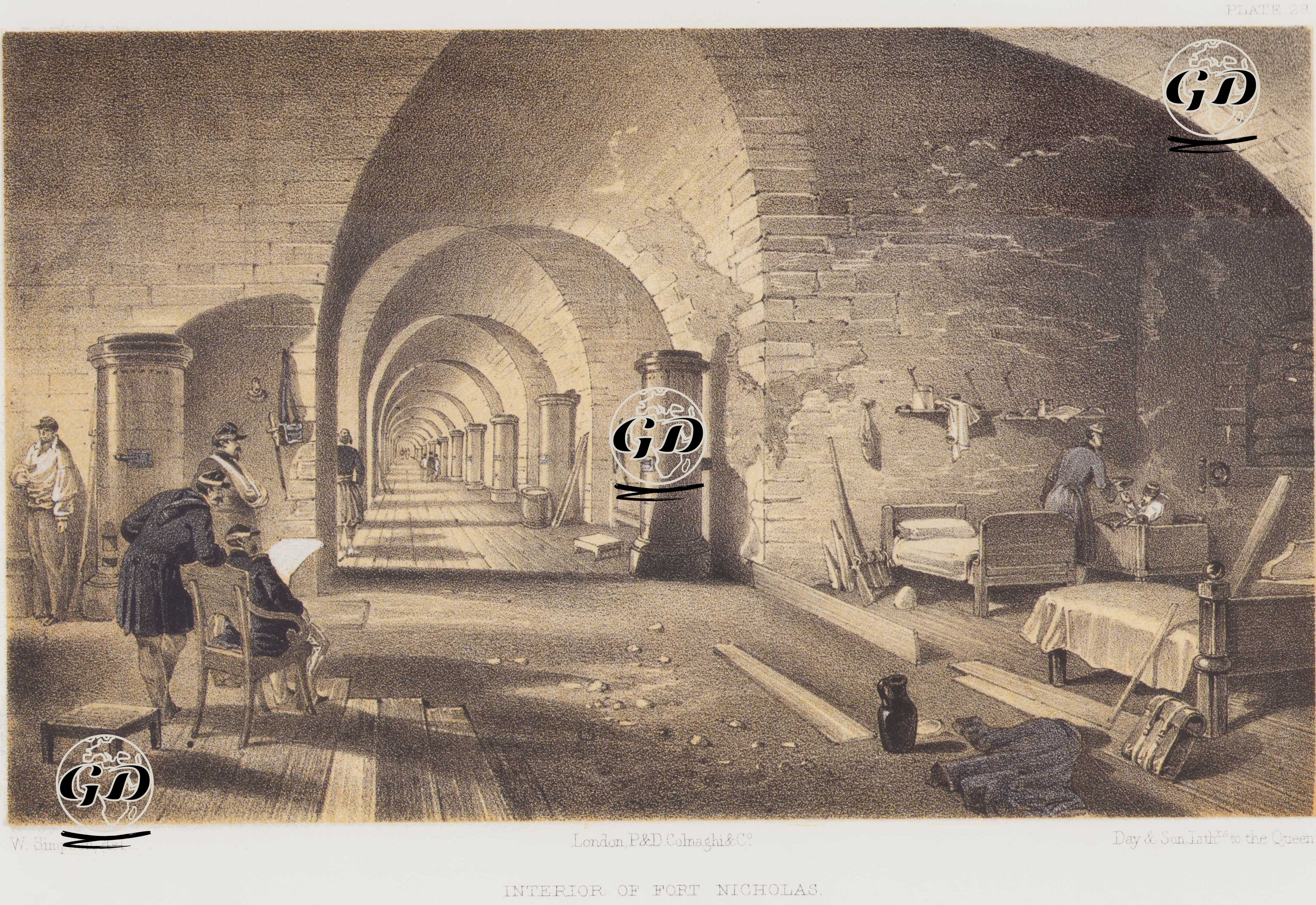 Interior of Fort Nicholas (Plate 29) - William Simpson (1823–1899) - 1856