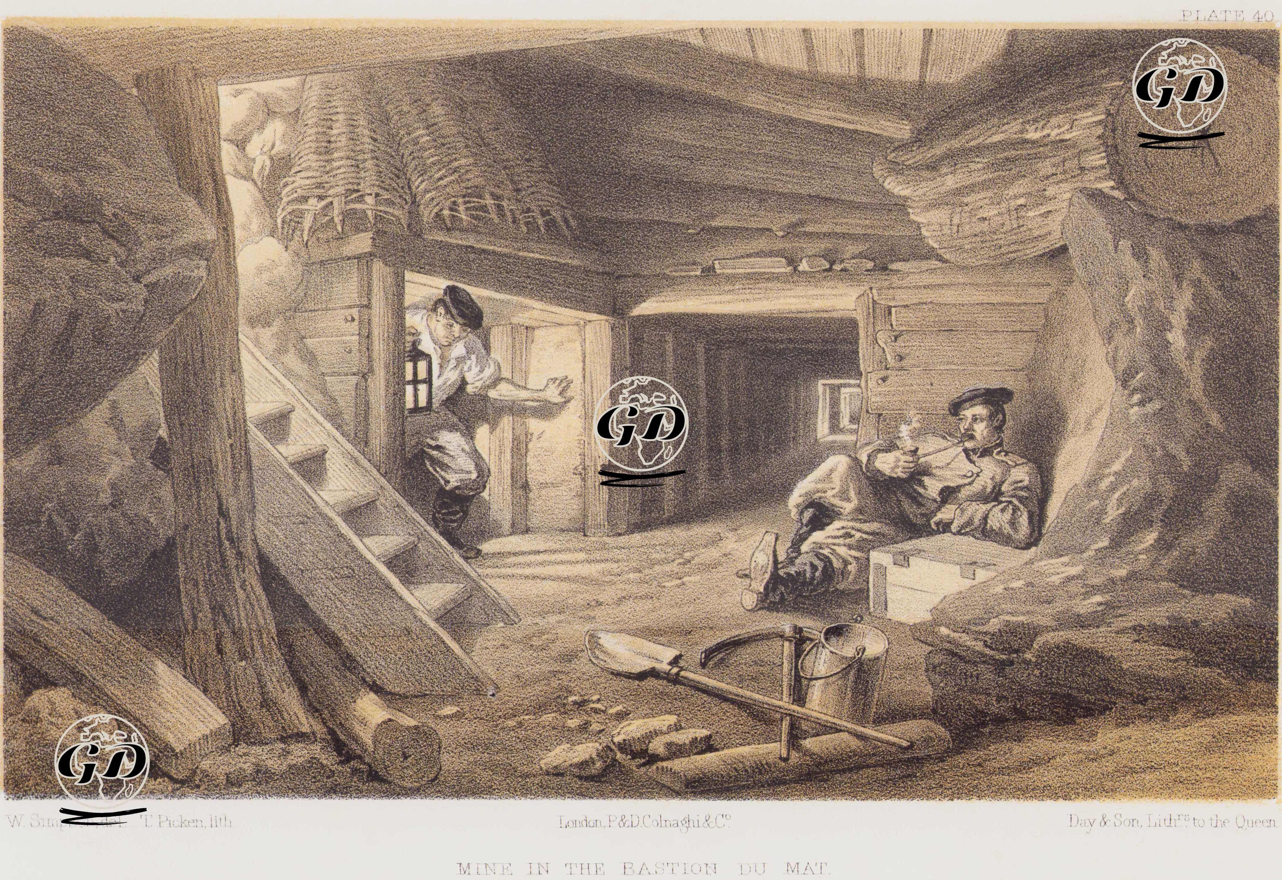 Mine in the Bastion Du Mat (Plate 40) - William Simpson (1823–1899) - 1856