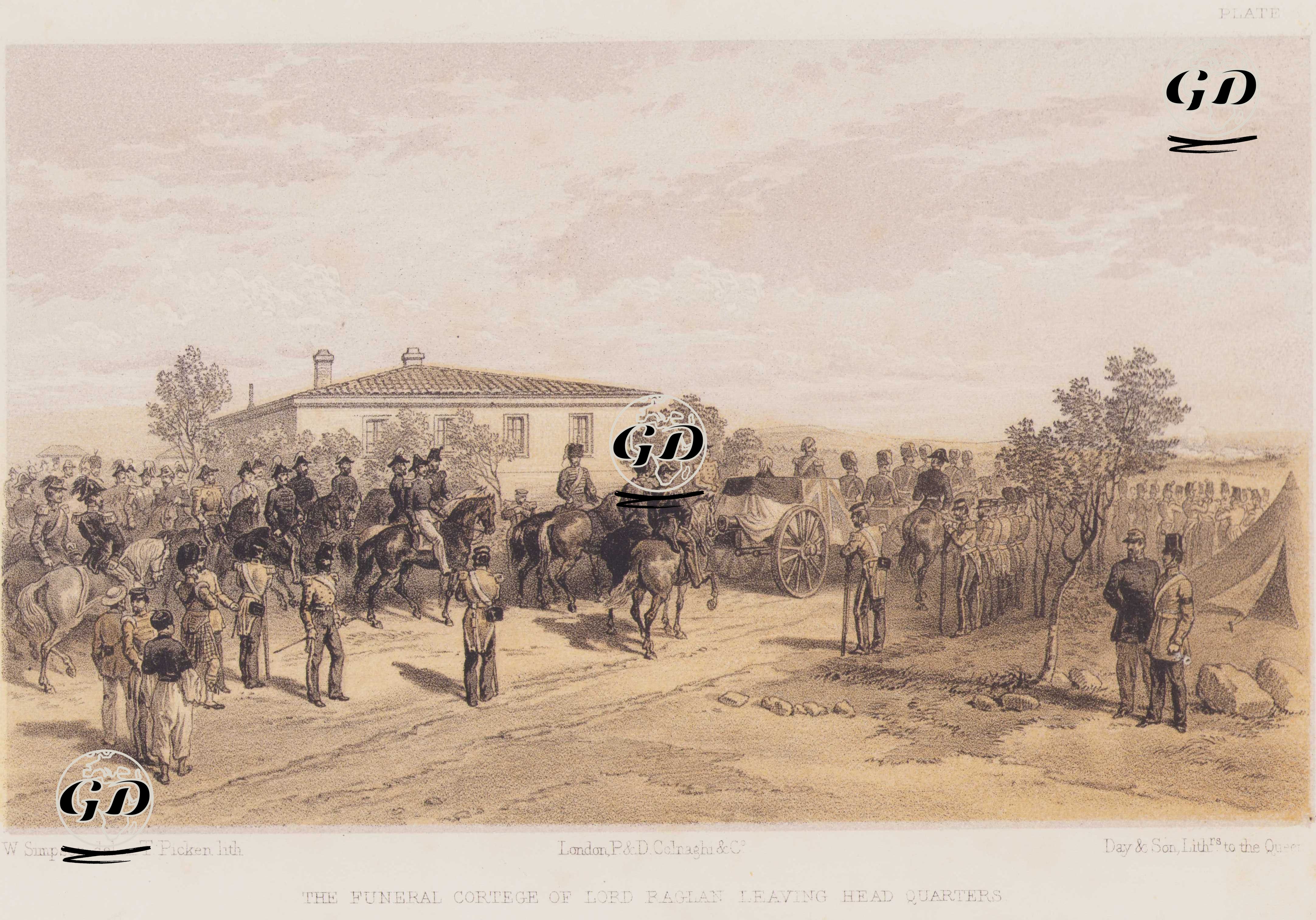 1853-1856 Osmanlı-Rus Savaşı (Kırım Savaşı) Sırasında İngiliz Ordusunun Başkomutanı Olan Lord Raglan’ın Cenaze Alayının Karargahtan Ayrılışı (Plate 41) - William Simpson (1823–1899) - 1856