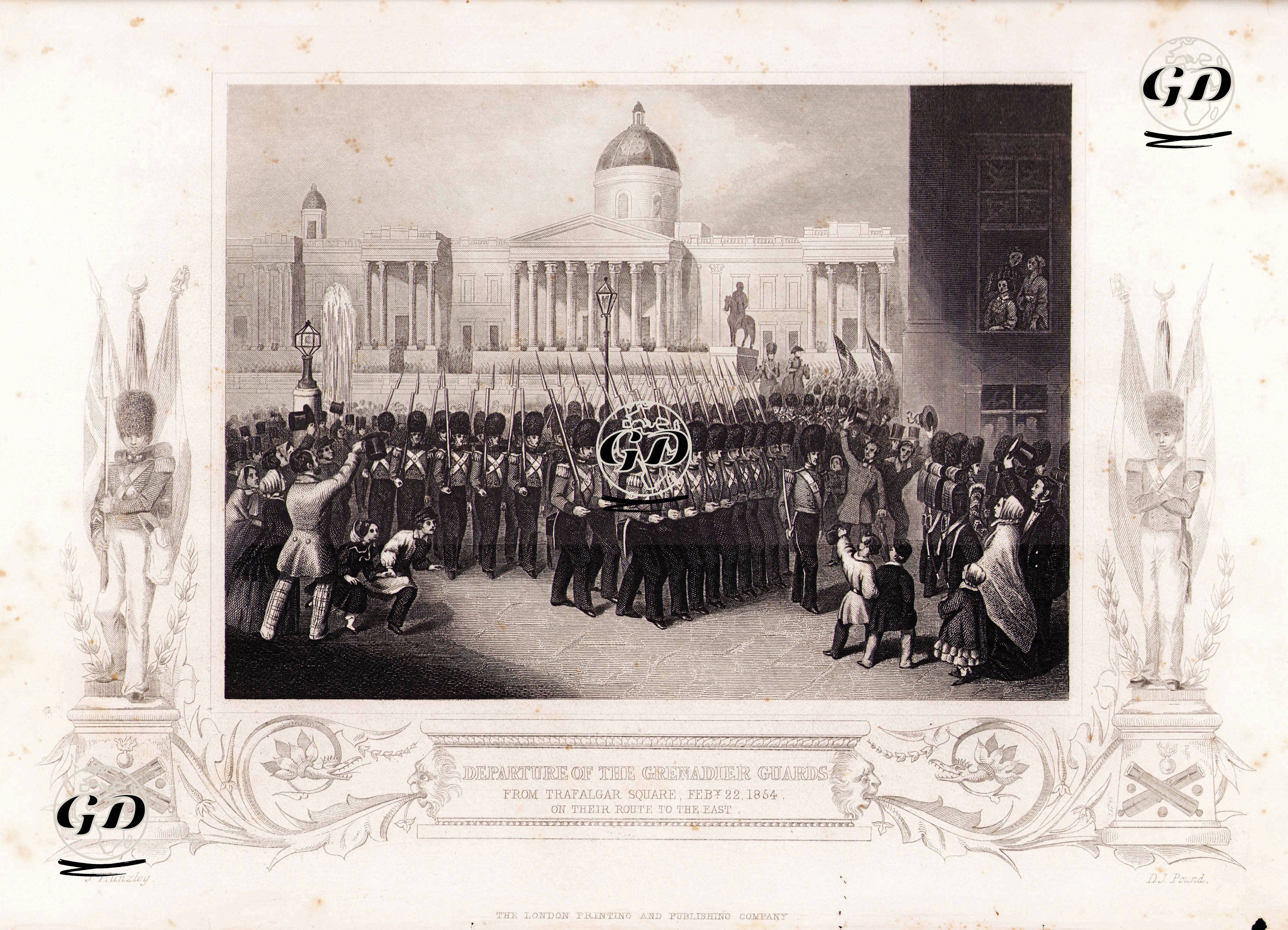 Departure Of The Grenadier Guards From Trafalgar Square Feb.22 1854, on Their Route To The East - J.Kunzley - 1858