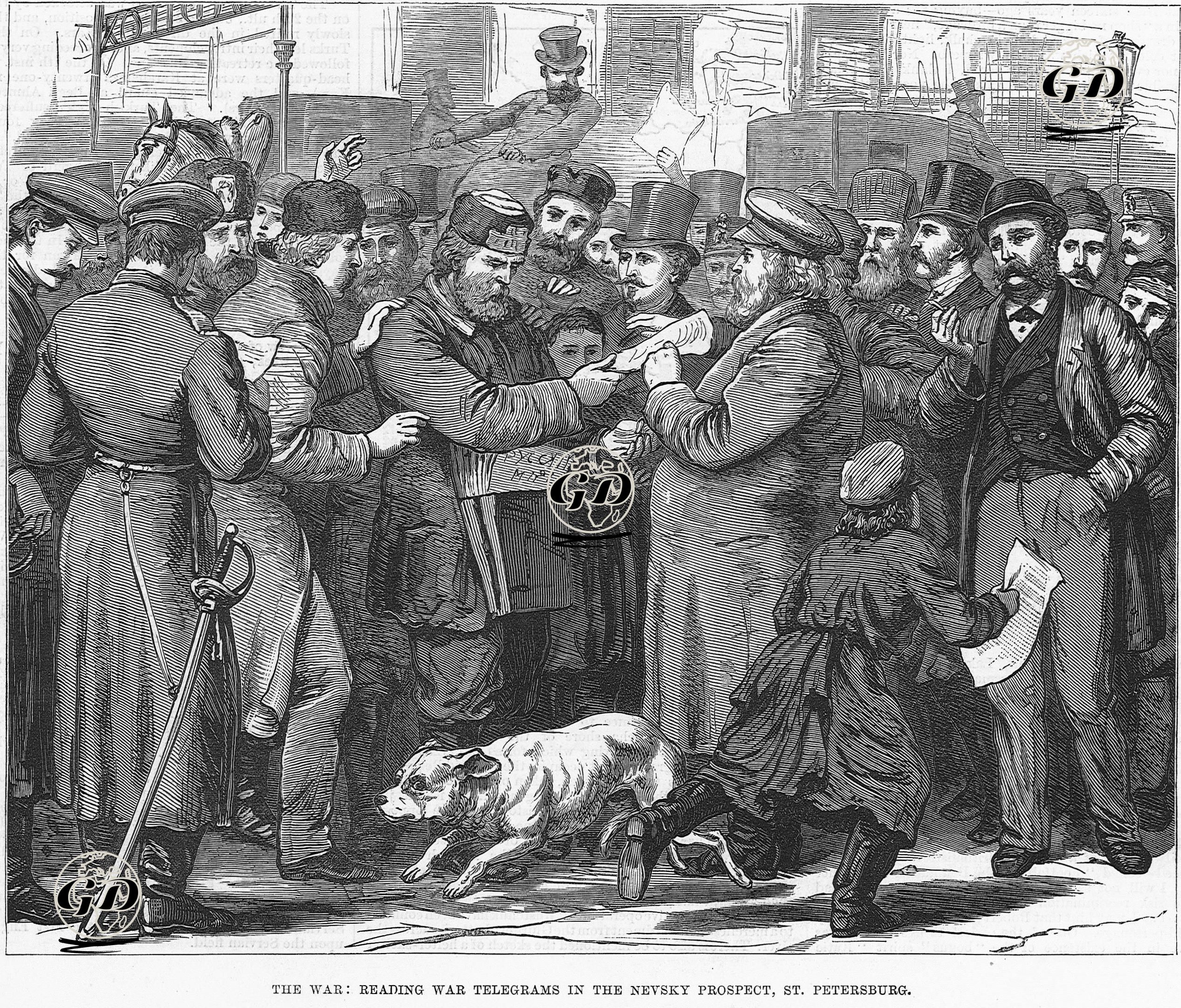 The War-Reading War Telegrams İn The Nevsky Prospect, St.Petersburg -  - 1877