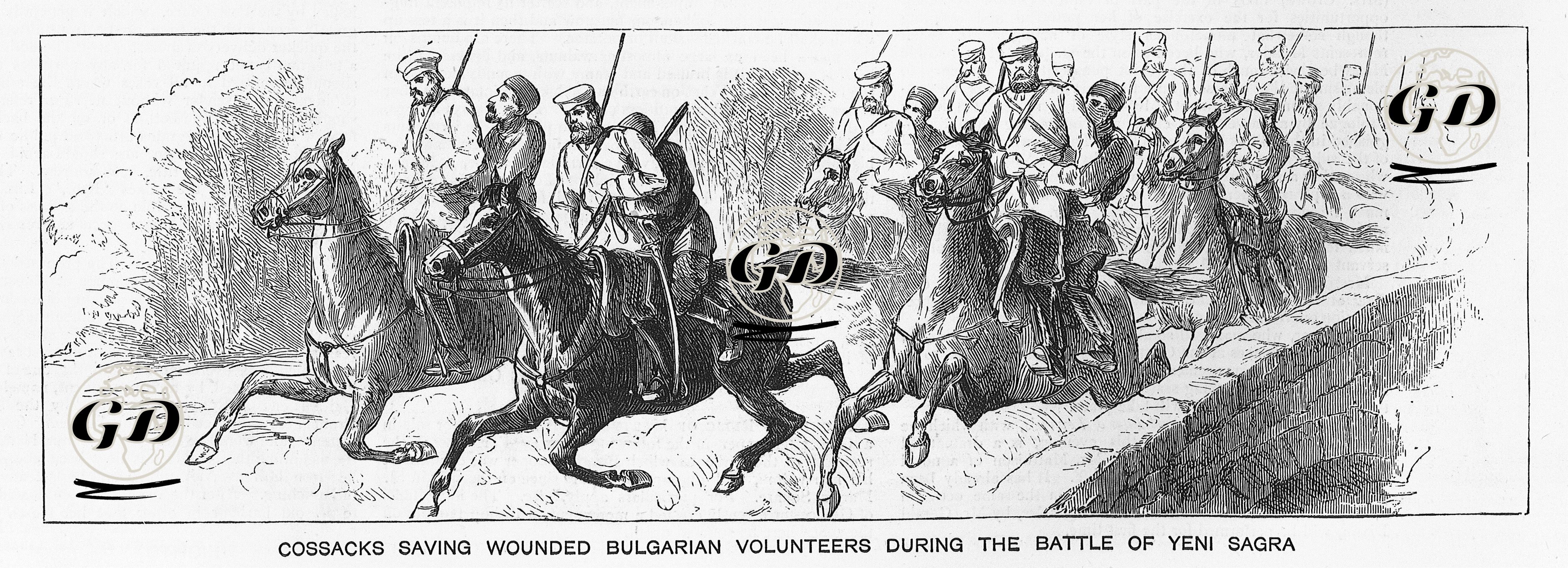 With The Russians-The Fighting in The Shipka Pass-Cossacks Saving Wounded Bulgarian Volunteers During The Battle Of Yeni Sagra -  - 1877