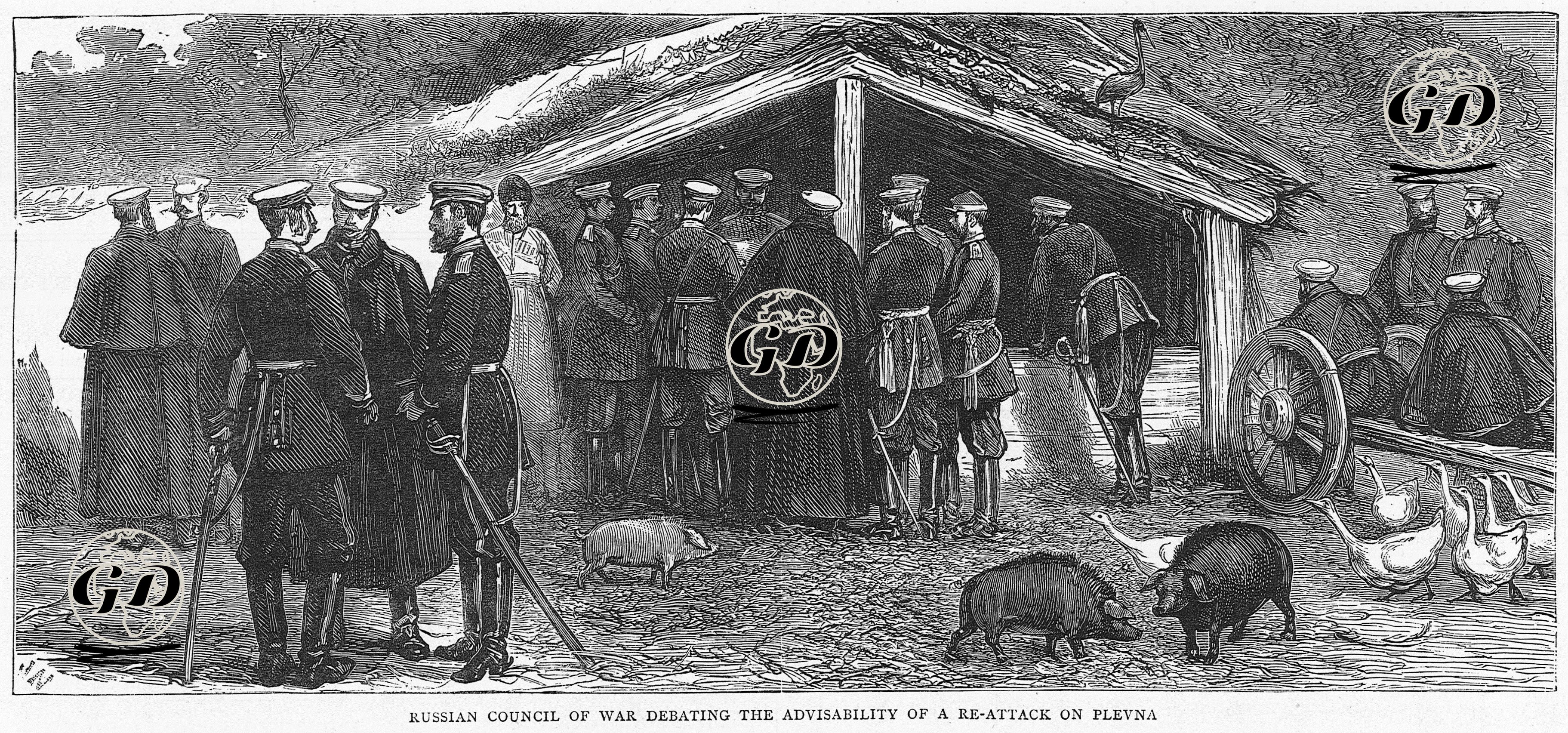 Plevne Yenilgisinden Sonra Rus Komutanların Grandük Nikolay Nikolayeviç'in Çadırında Tekrar Saldırı Planları Hazırlamak İçin Toplantı Yapmaları -  - 1877