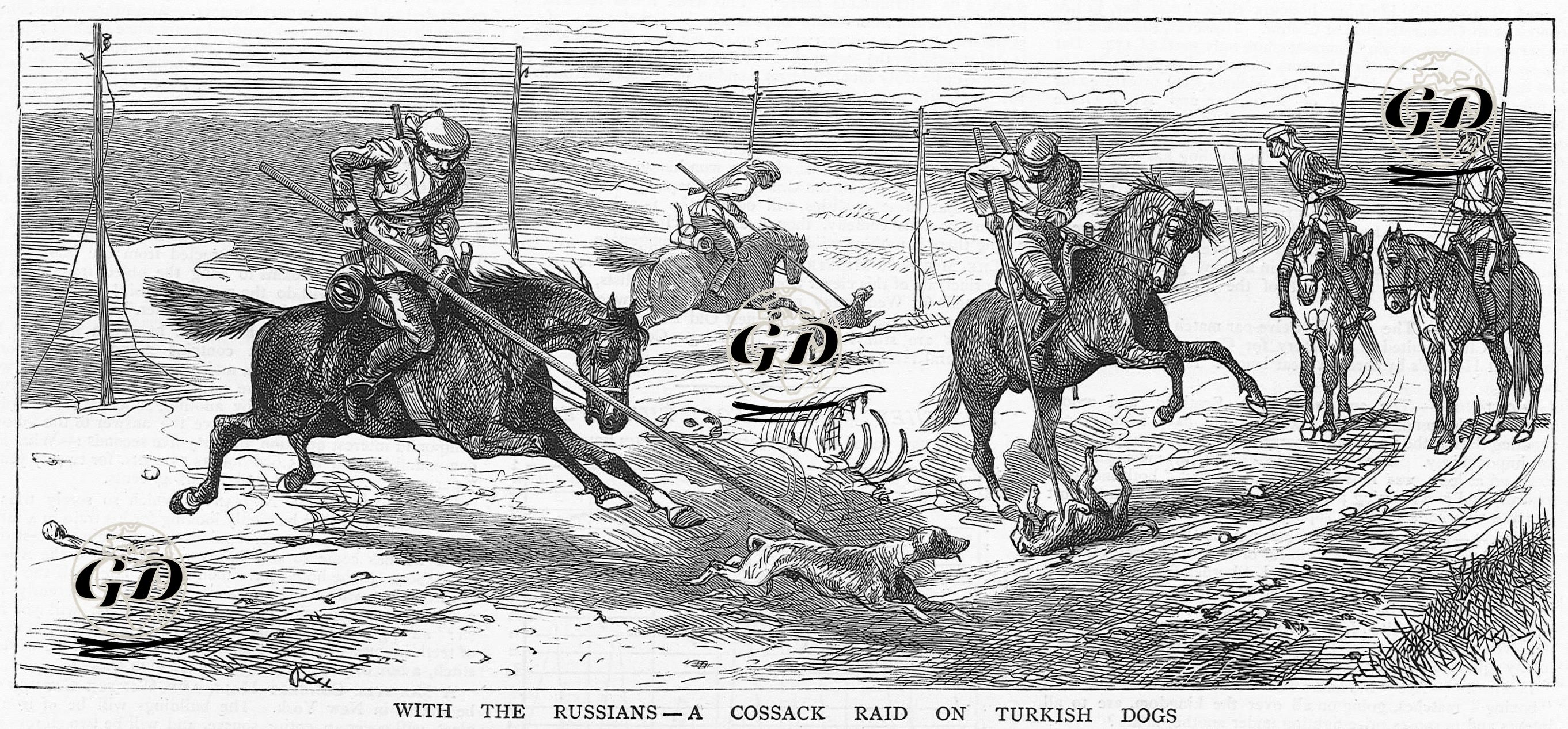 With The Russians-A Cossack Raid On Turkish Dogs -  - 1877