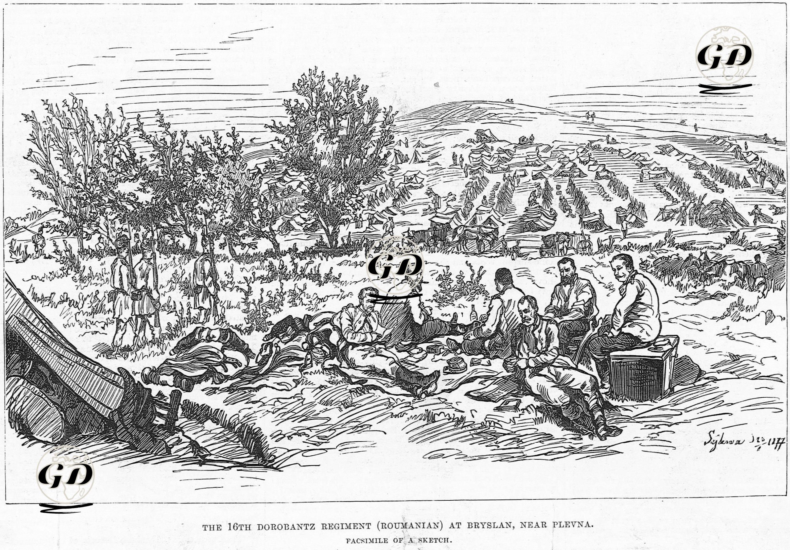 Sketches Of The War, The 16th Dorobantz Regimen(Roumanian) At Bryslan, Near Plevna -  - 1877