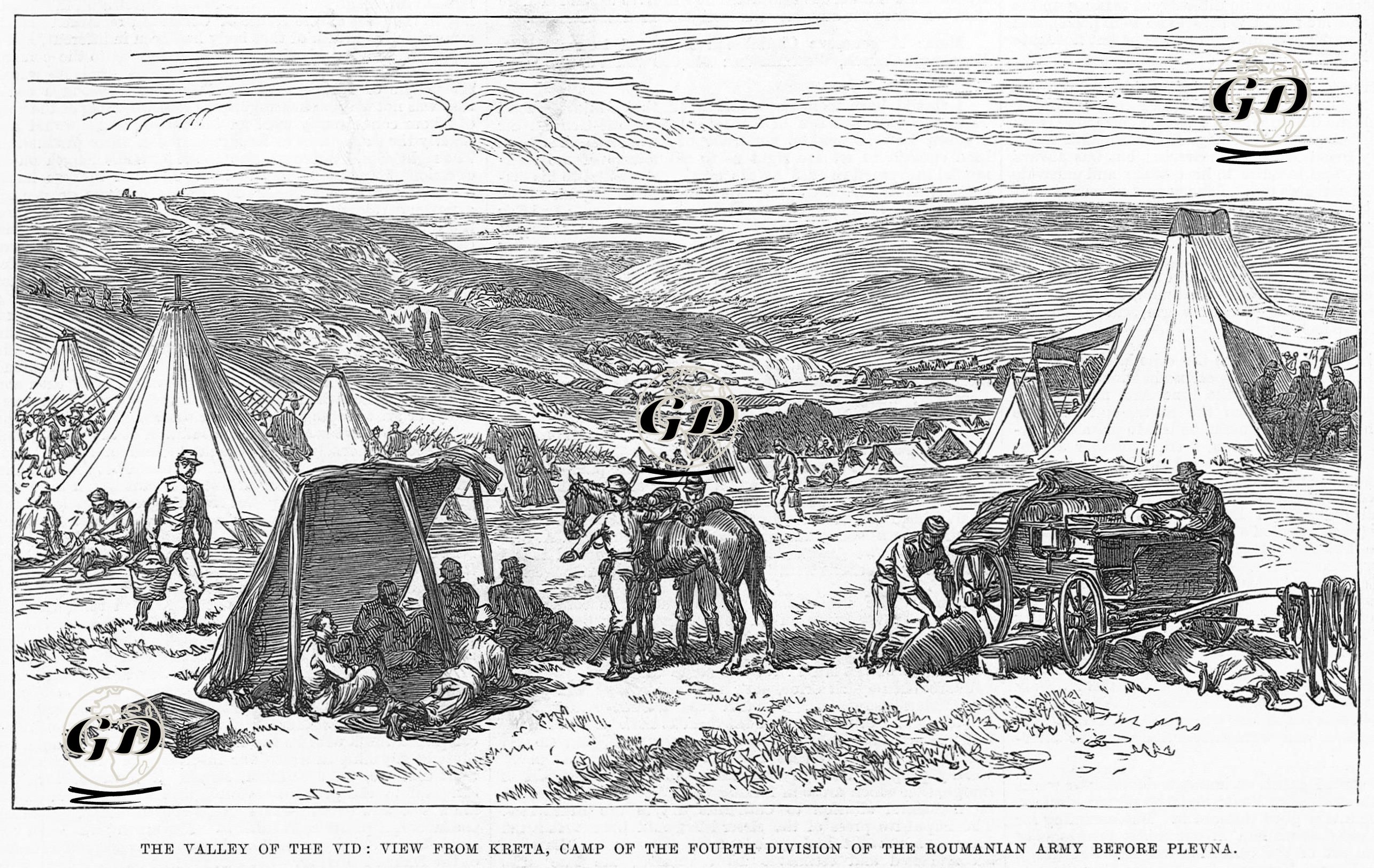 93 Harbi Sırasında Plevne Savaşından Önce Vid Vadisinde Kreta'da Kamp Yapan Romanya Ordusu -  - 1877