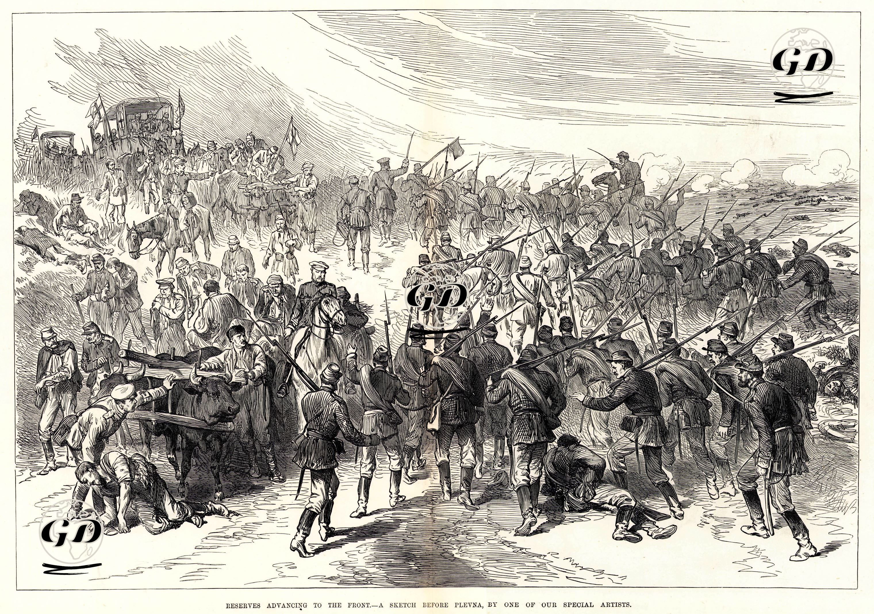 93 Harbi Sırasında Cepheden Dönen Yaralı Rus Askerleri İle Cepheye Giden Rus Yedek Askerleri -  - 1877