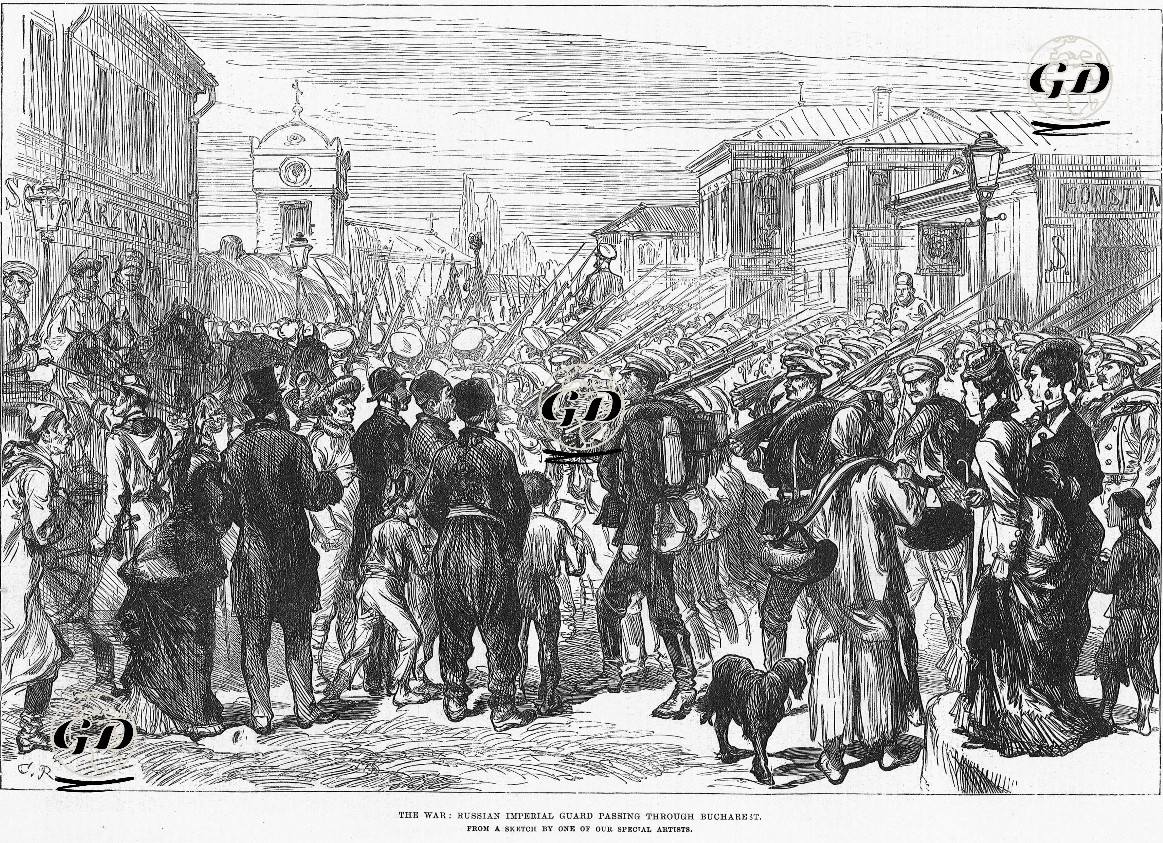 93 Harbi Sırasında Rus Çarlık Muhafız Alayının Bükreş'ten Geçişi -  - 1877