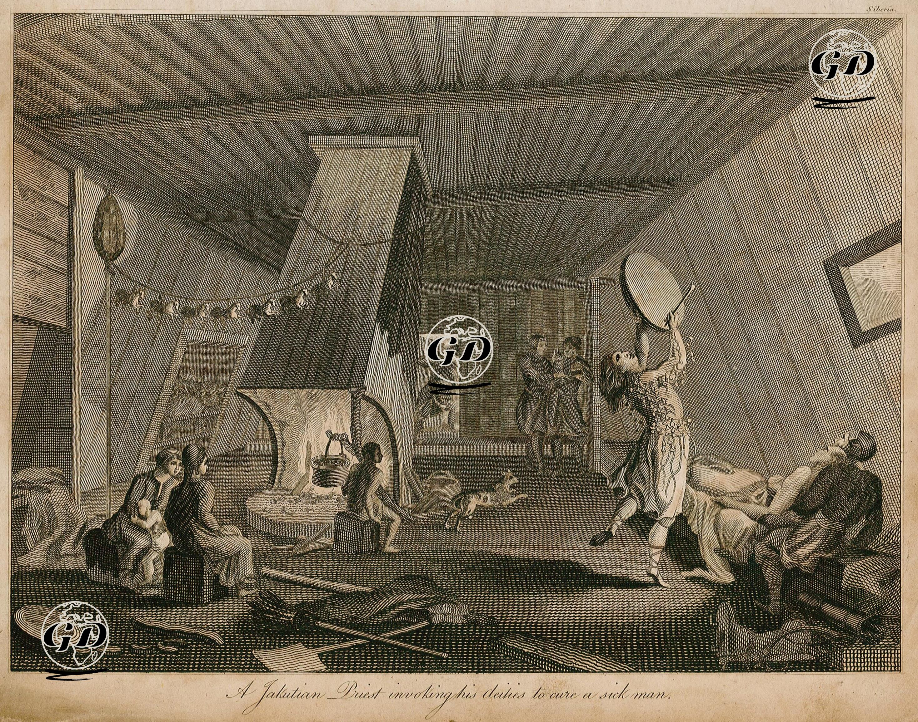 Yakutlu Şaman Din Adamının Hastasını İyileştirmek İçin İlahi Güçleri Çağırması -  - 1805