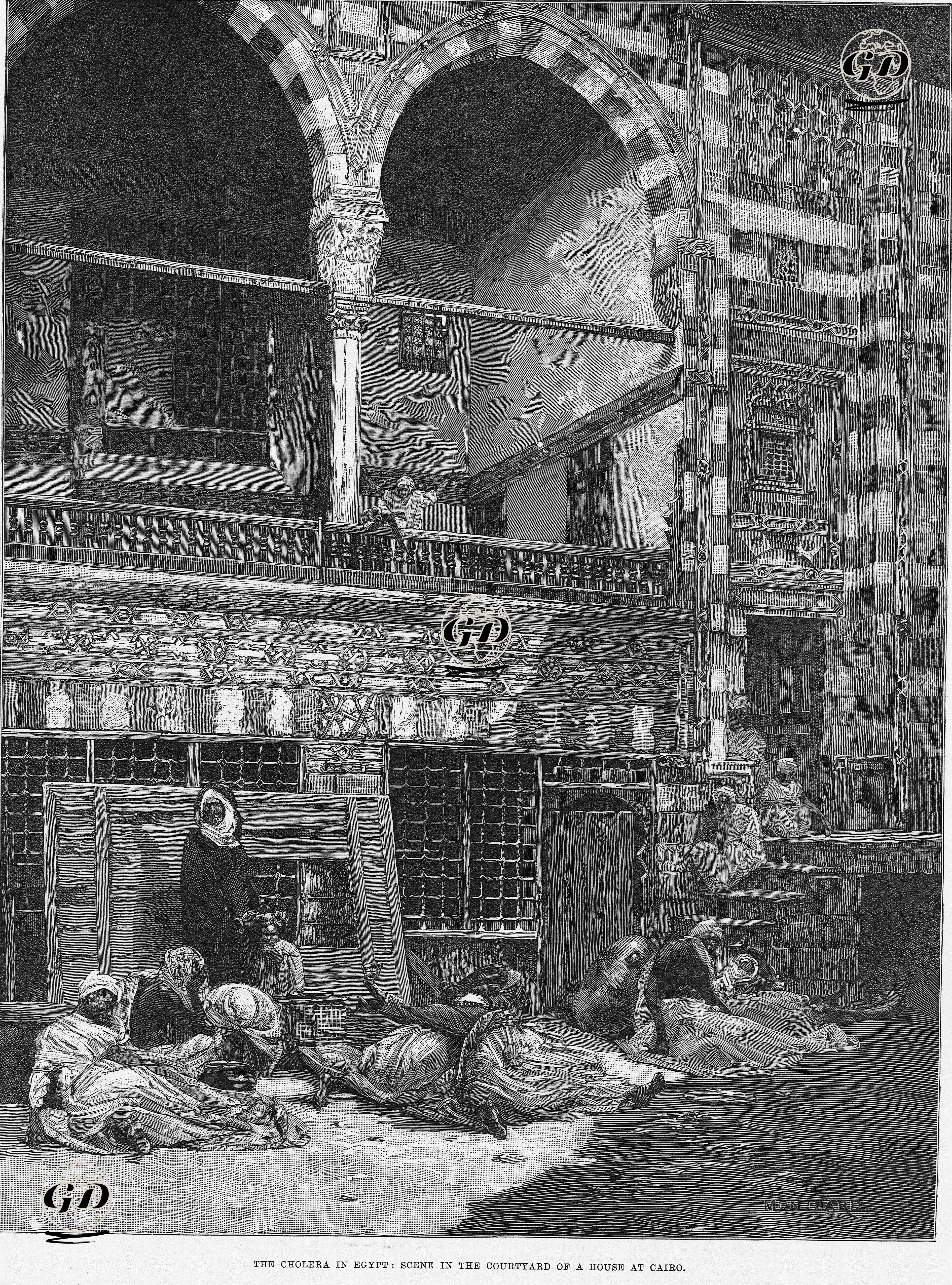 Mısırda Kolera Salgını, Kahirede Bir Evin Avlusu -  - 1883