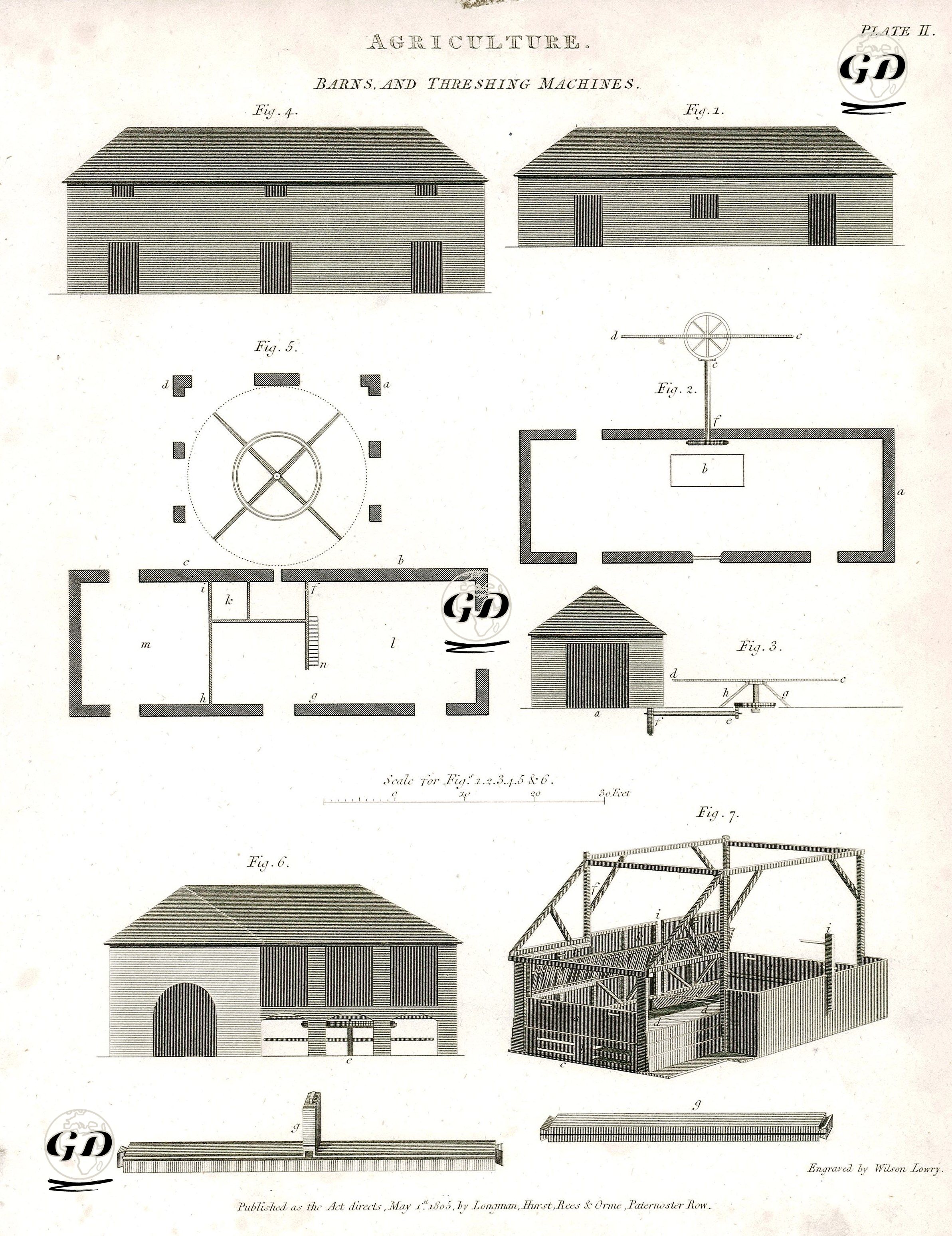 Agriculture, Barns And Threshing Machines, Plate II -  - 1805