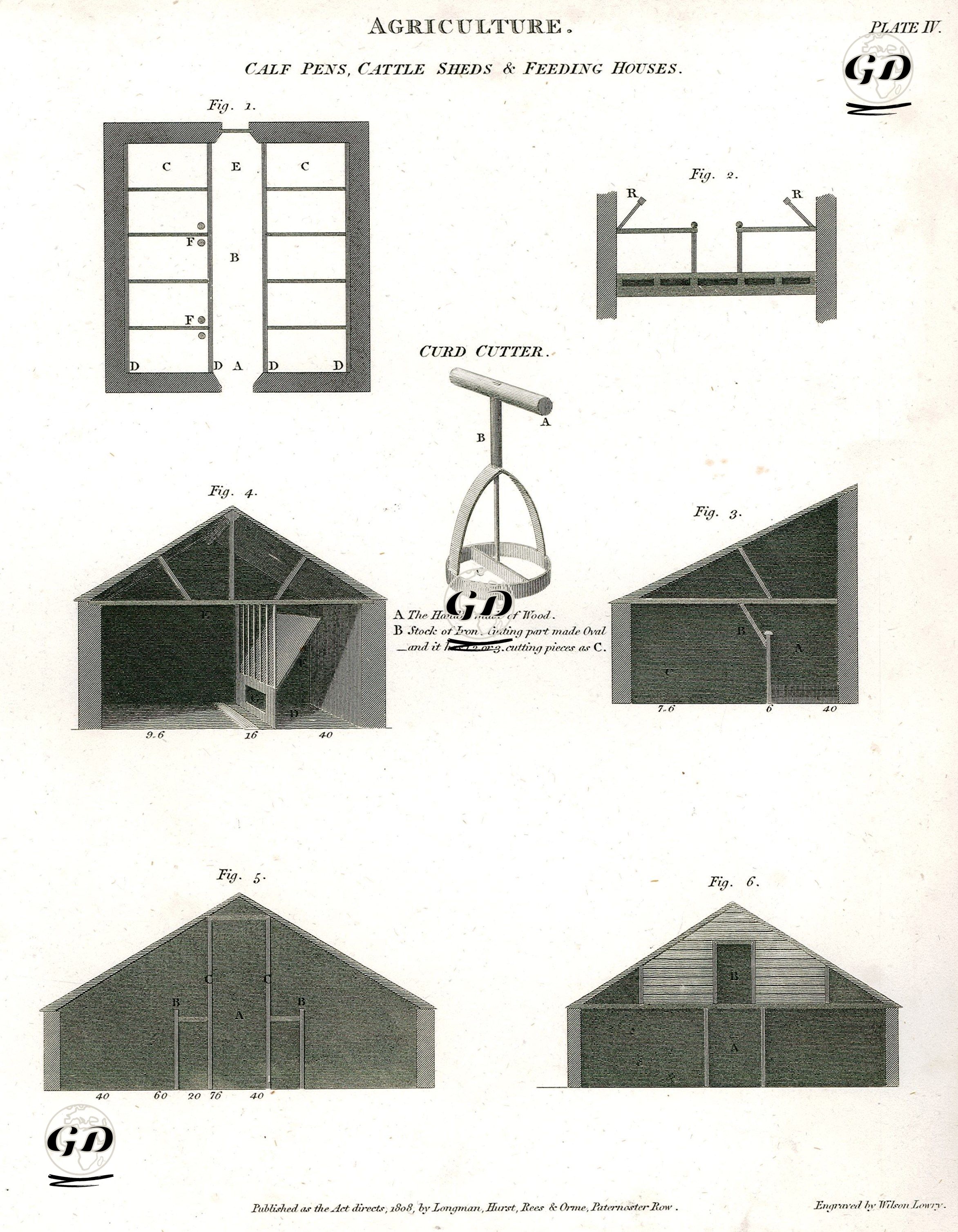 Tarım, Buzağı Ağılları, Sığır Barakaları, Beslenme Barakaları ve Lor Kesici, Plate IV. -  - 1808