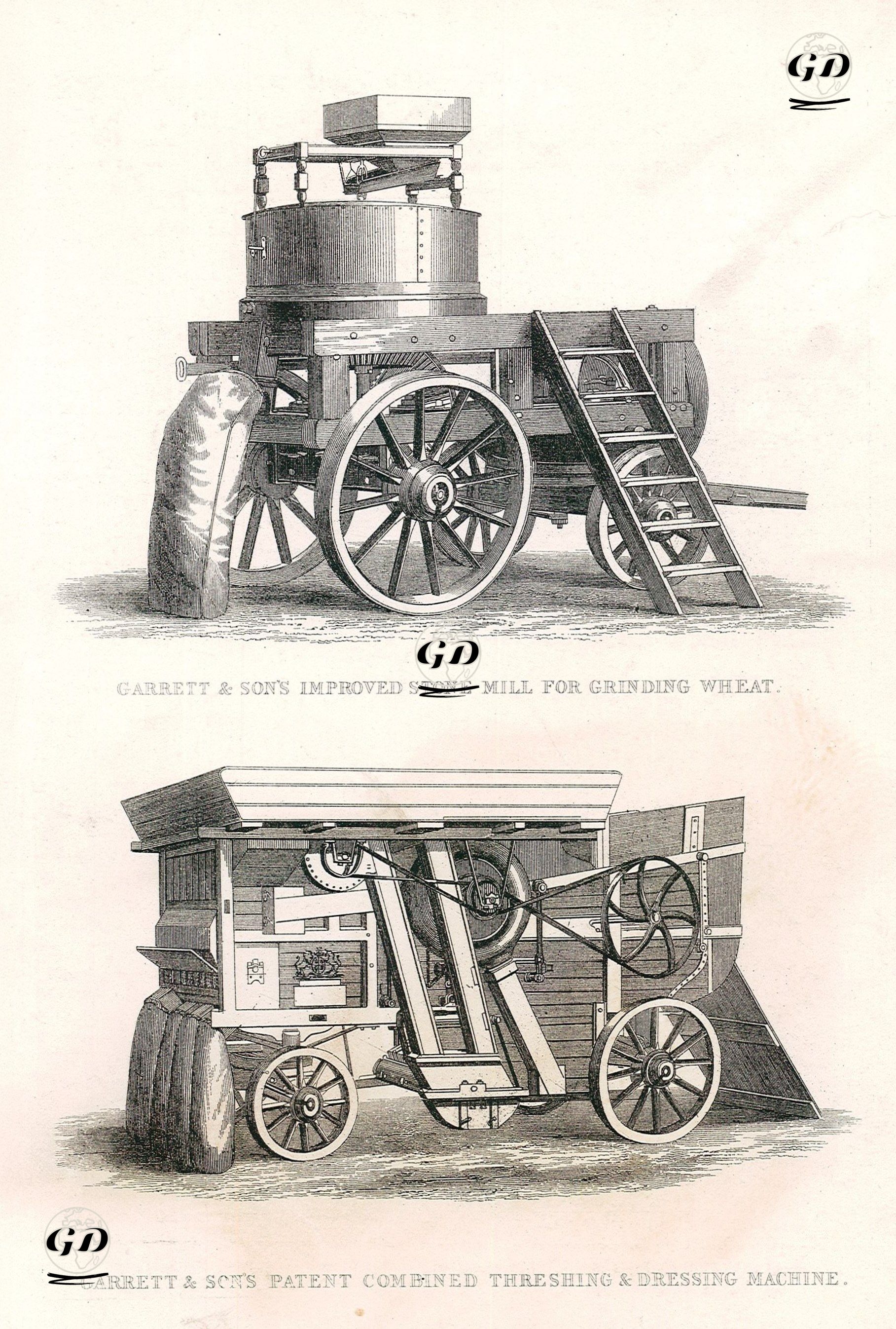 Buğday Öğütmek İçin Richard Garrett ve Çocuklarının Geliştirdikleri Taş Değirmen ile Harman ve Paketleme Makinesi -  - 1860's