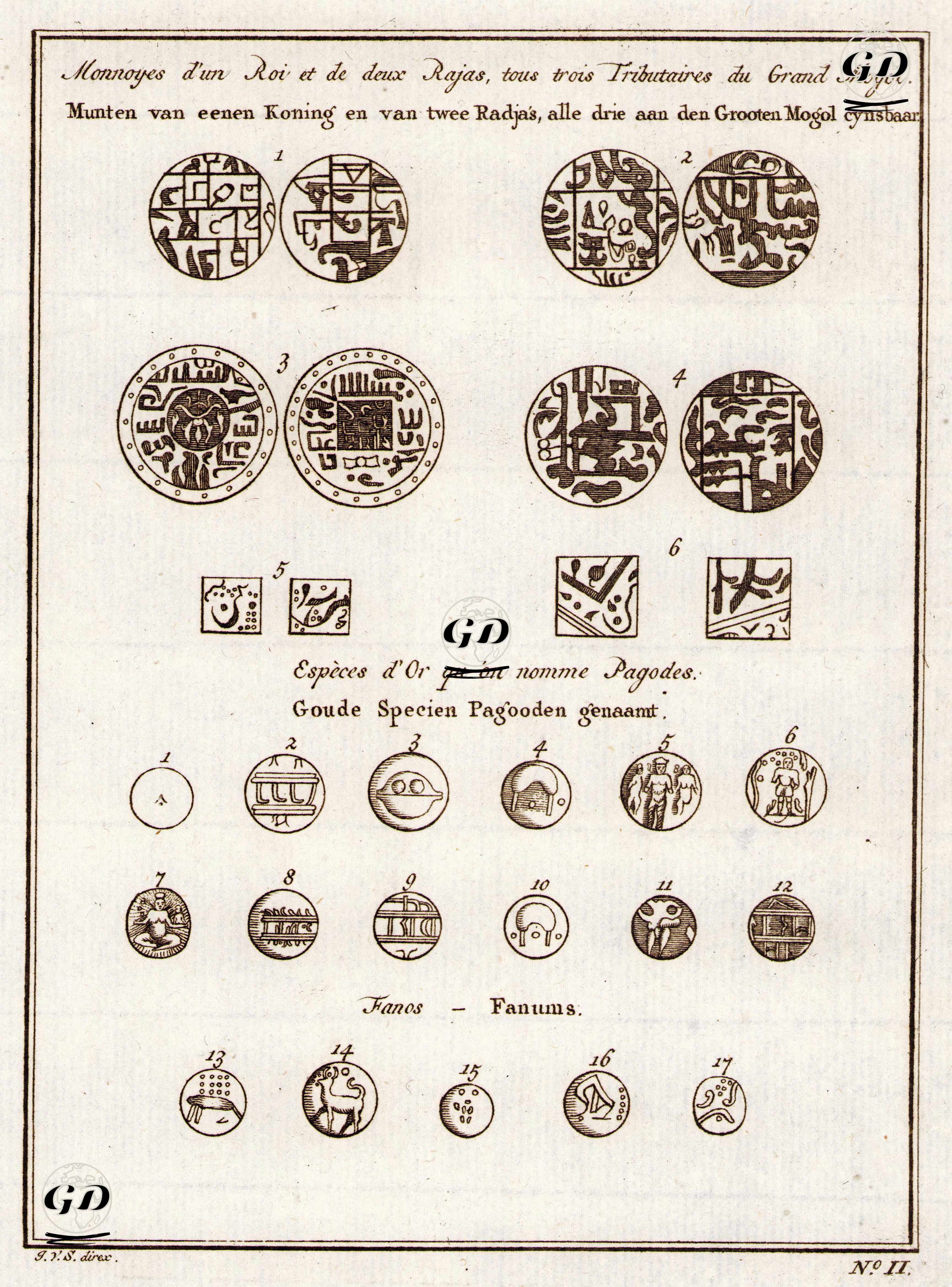 Monnoyes d'un Roi Et De Deux Rajas, Tous Trois Tributaires du Grand Mogol-Especes d'Or Qu On Nomme Pagodes-Fanos - Jakob Van Der Schley (1715-1779) - 1750's