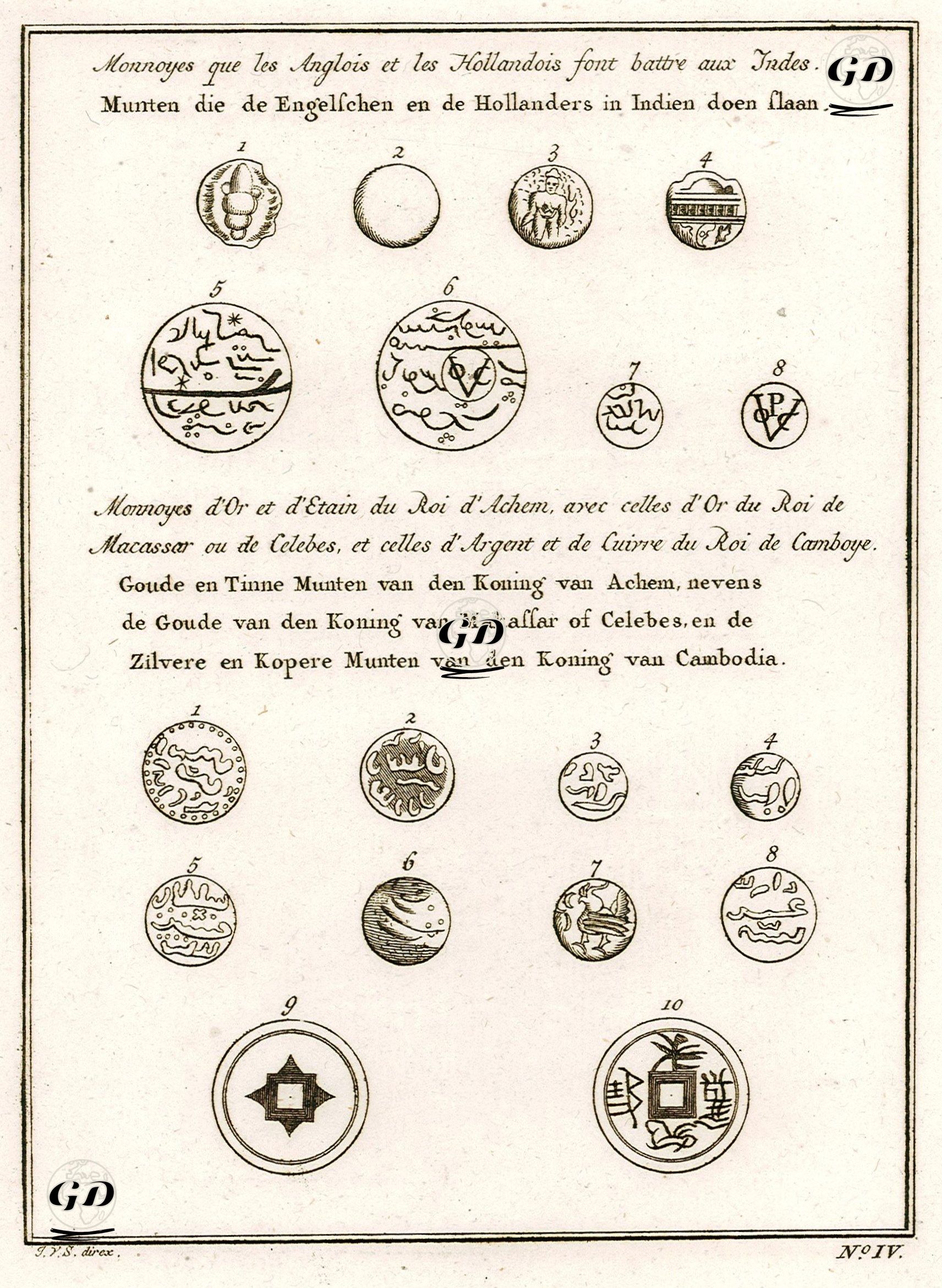 Hindistan'da İngiliz Ve Hollanda'lıların Bastırdığı Sikkeler-Çeşitli Altın ve Kalya Sikkeler - Jakob Van Der Schley (1715-1779) - 1750's