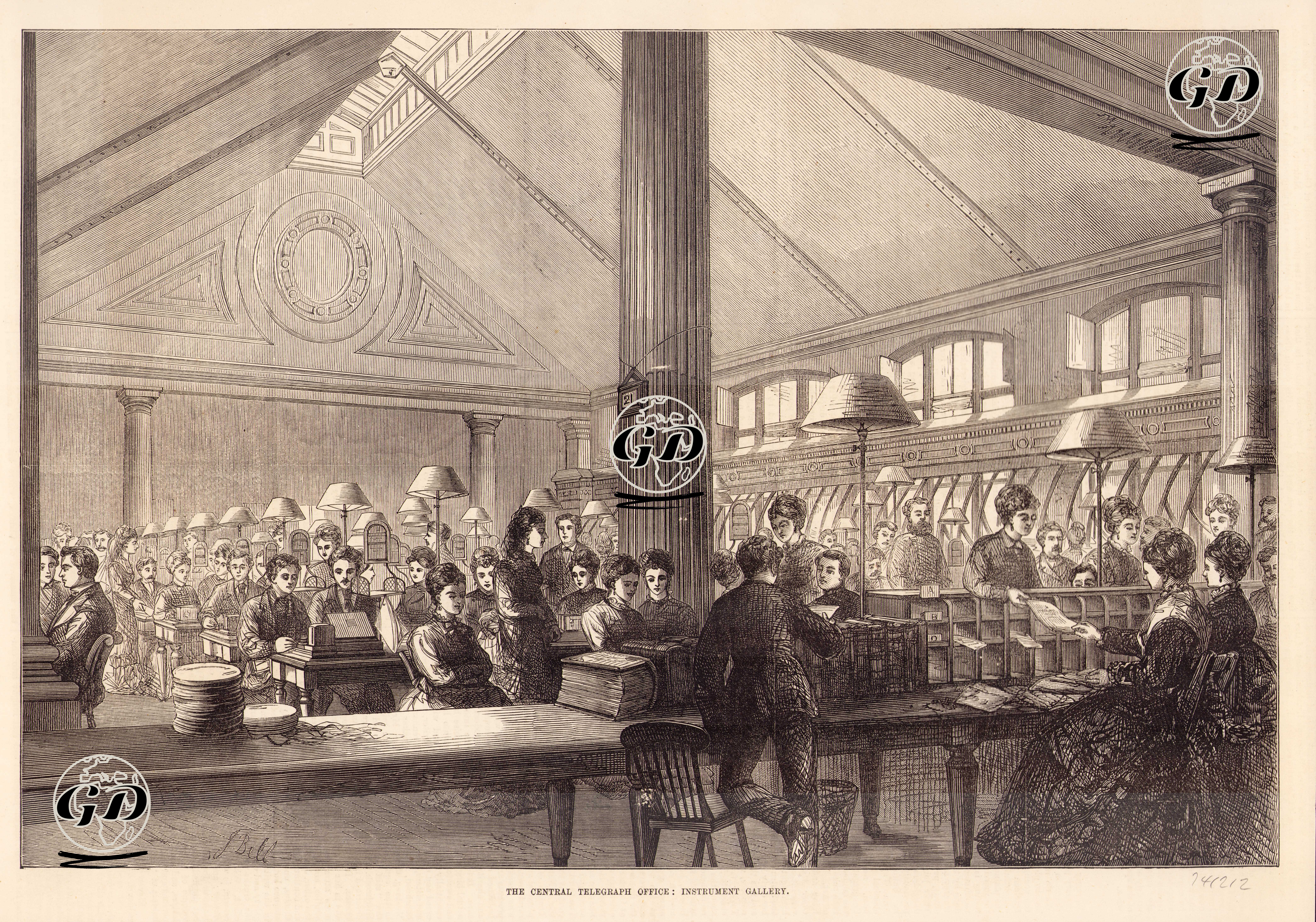 The Central Telegraph Office, Instrument Gallery  - J.Bell - 1874