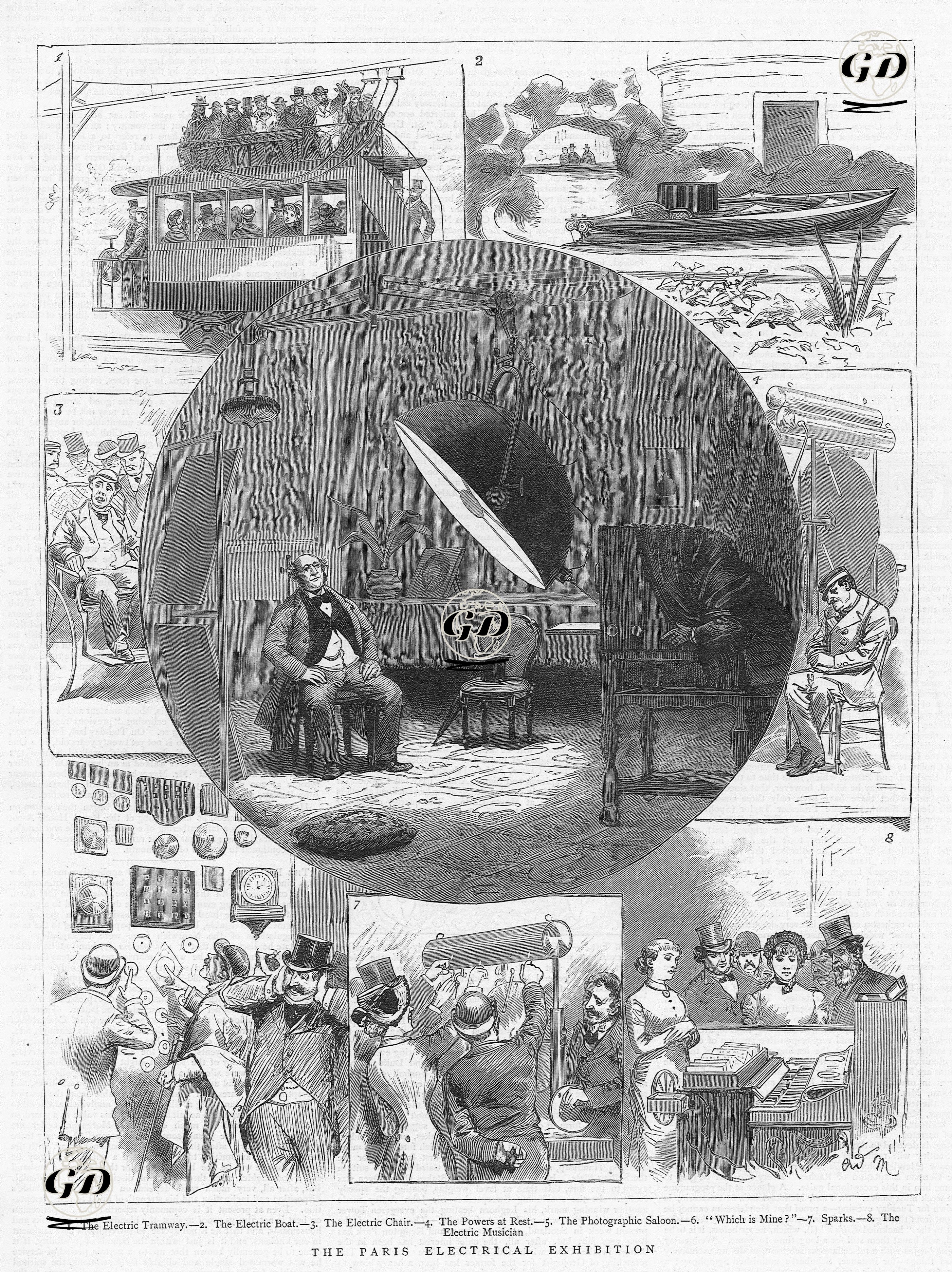 The Paric Electrical Exhibition-1.The Electric Tramway 2.The Electric Boat 3.The Electric Chair 4.The Powers At Rest 5. The Photographic Saloon 6.Which is Mine 7.Sparks 8.The Electric Musician -  - 1881