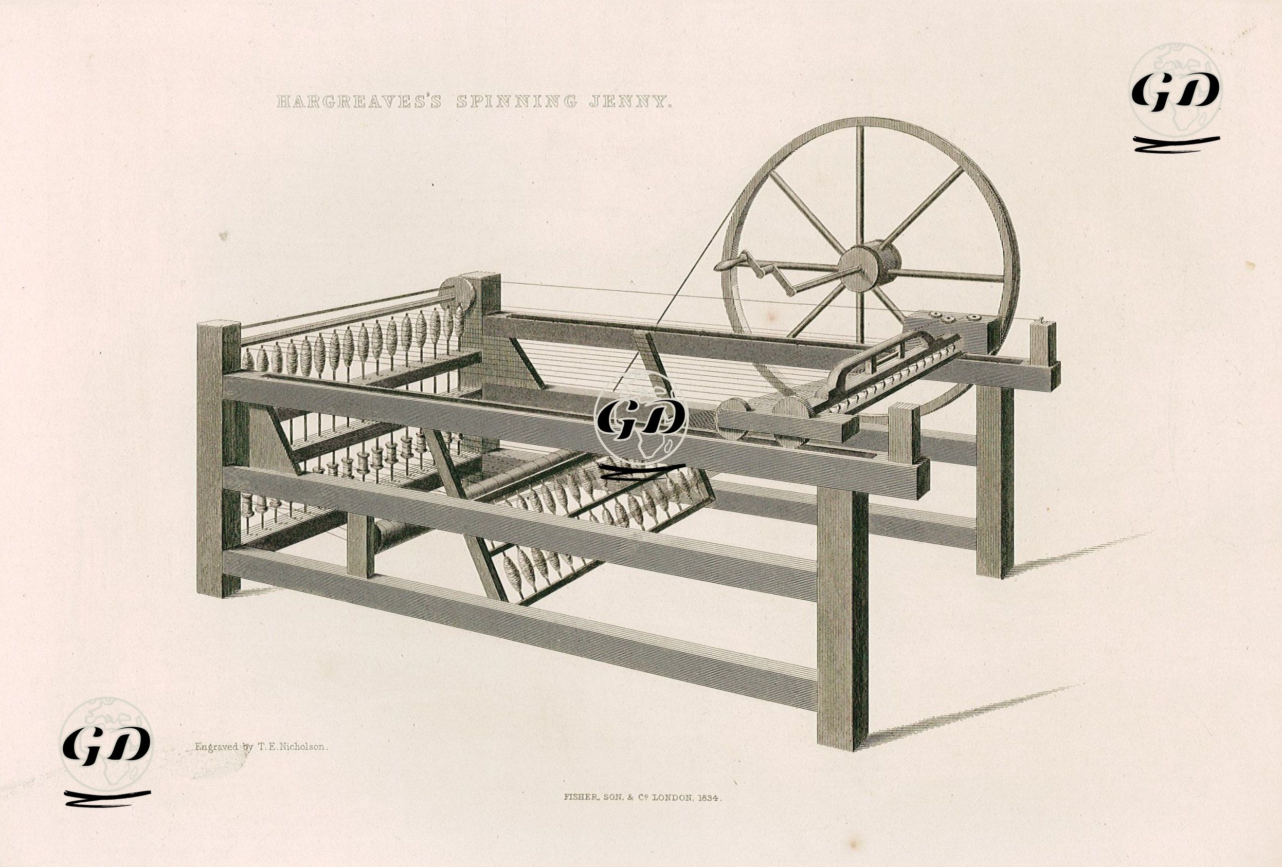 James Hargreaves'in İcat Ettiği İplik Eğirme Makinesi -  - 1834