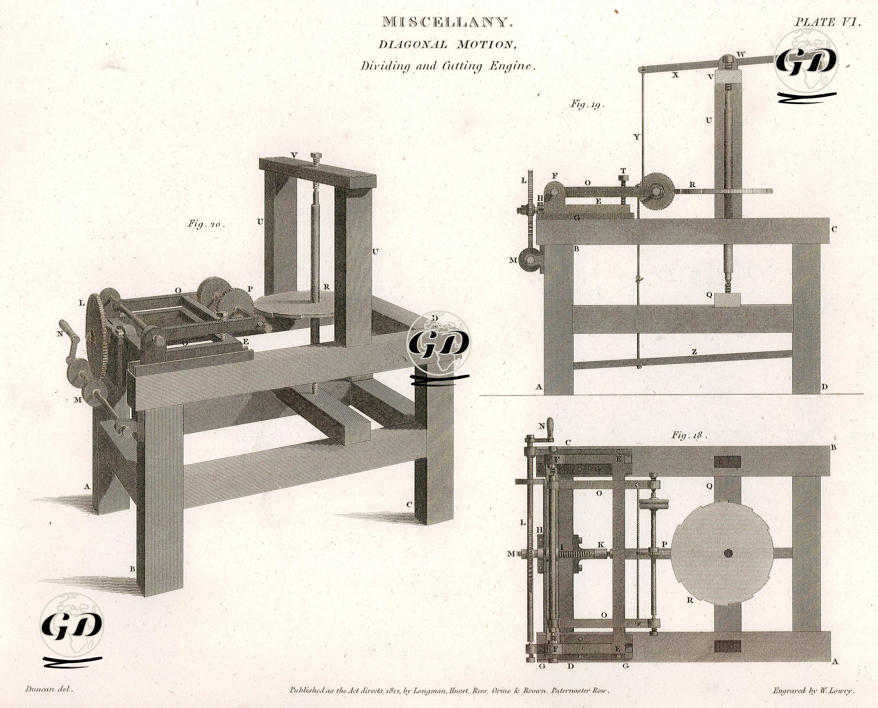 Diyagonal(Çapraz) Hareket, Bölme ve Kesme Makinesi, Plate VI. - John Duncan (Active 1800-1818) - 1812