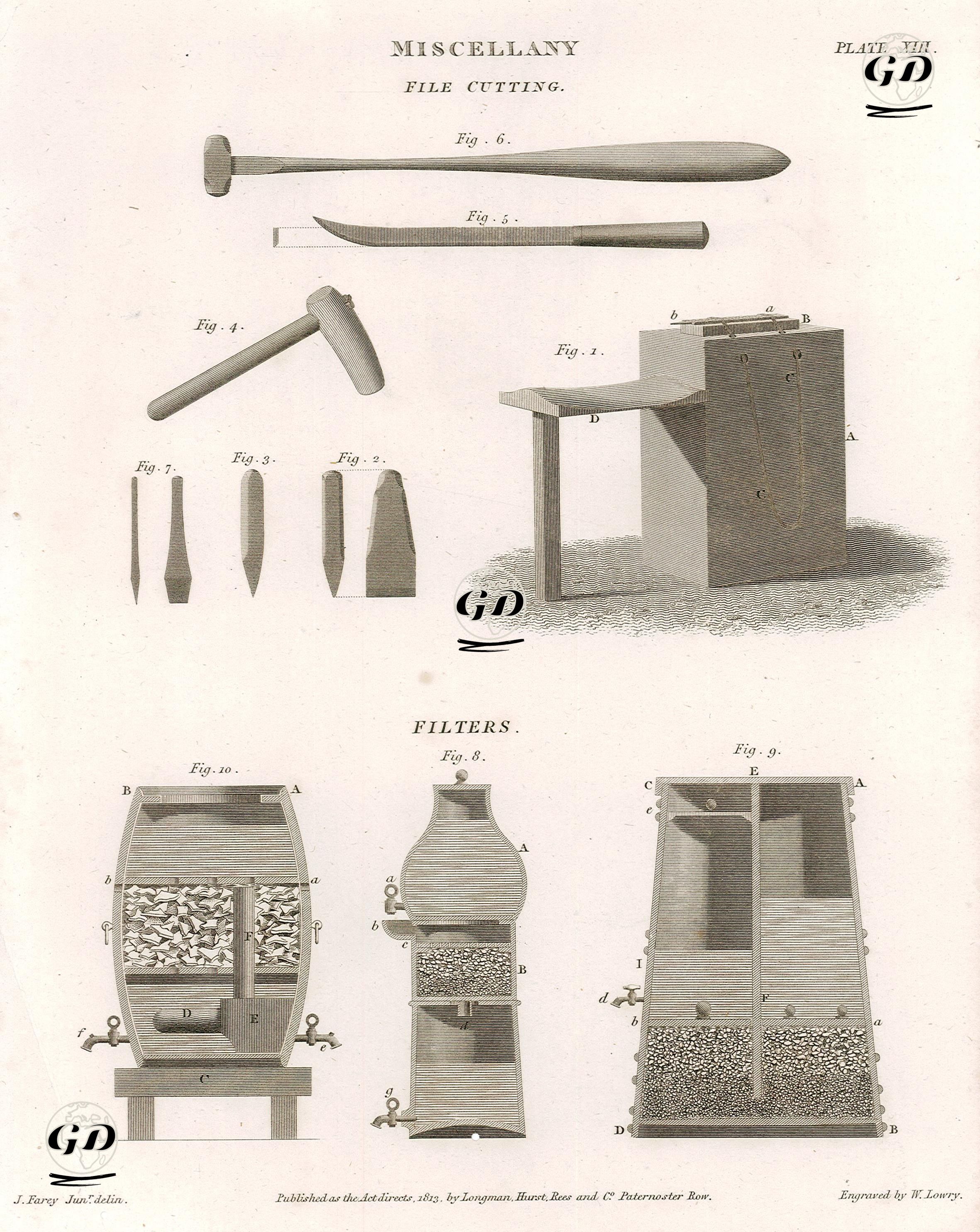 Törpüleme Makinesi ve Filtreler Plate XIII. - John Farey (1791-1851) - 1813