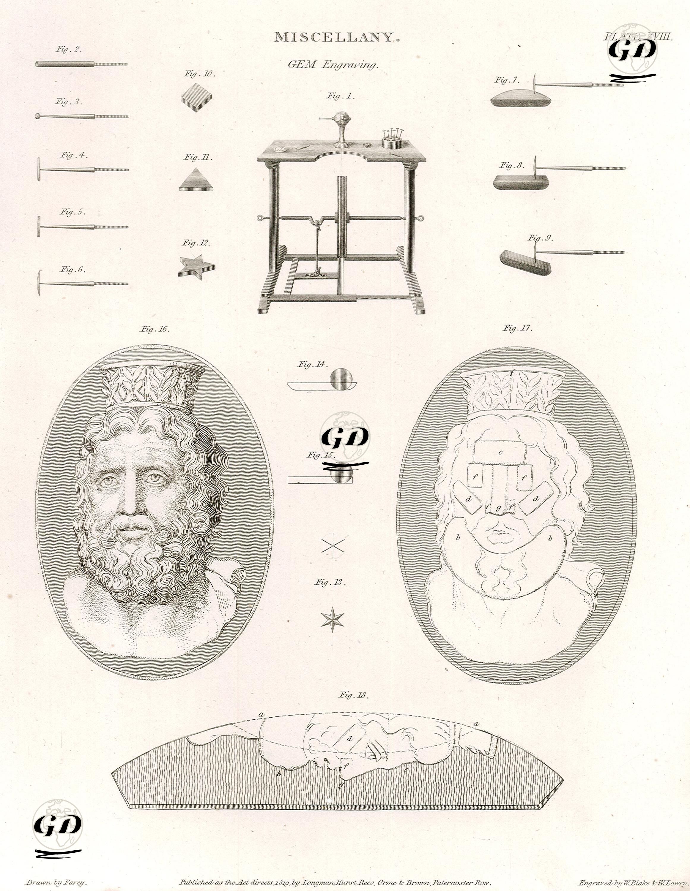 Değerli Taş Oymacılığı, Plate XVIII. - John Farey (1791-1851) - 1819