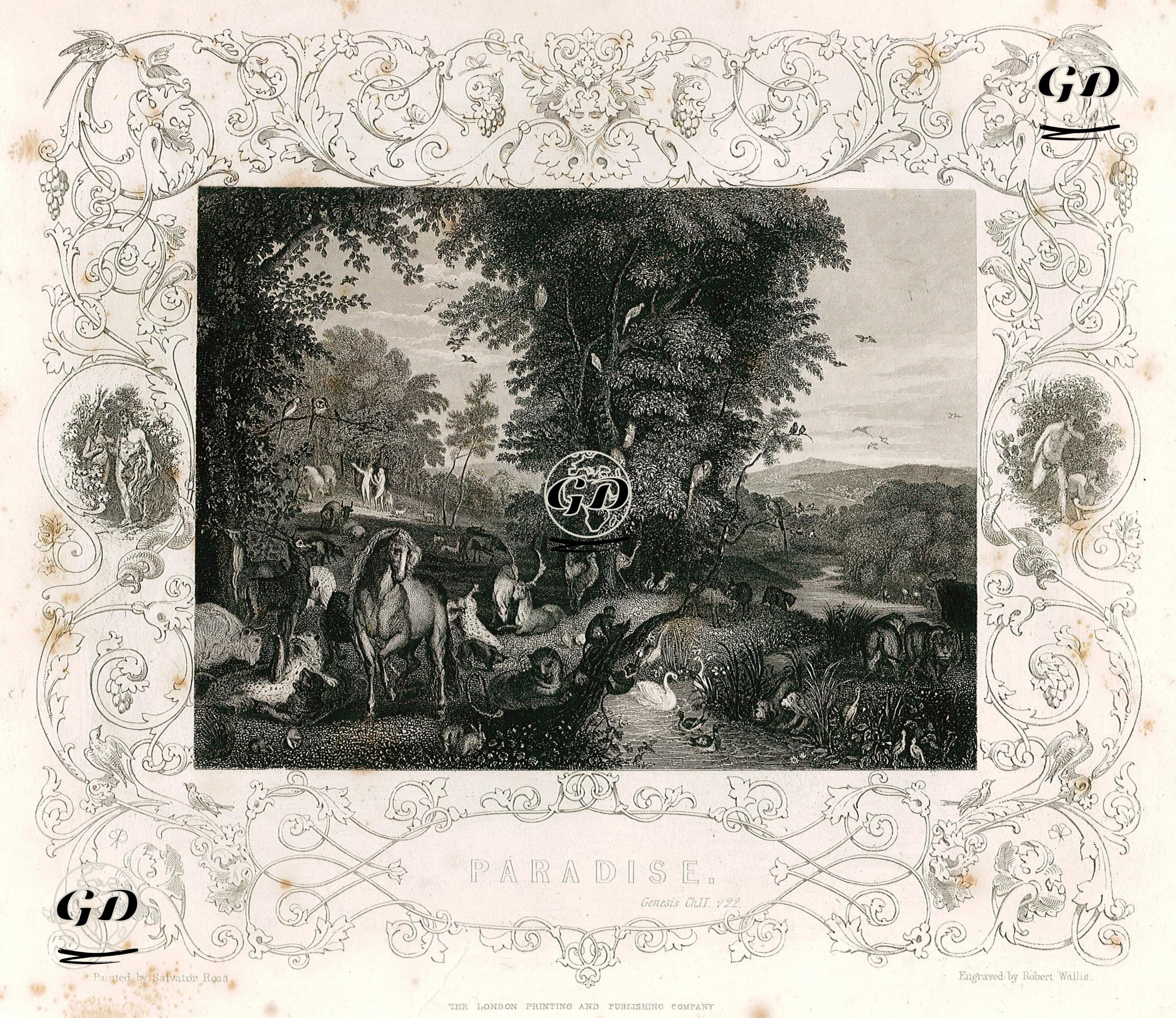 Cennet, Genesis (Diriliş), Chapter (Bölüm) II. Verse (Ayet) 22. - Salvator Rosa (1615-1673) - 1830's