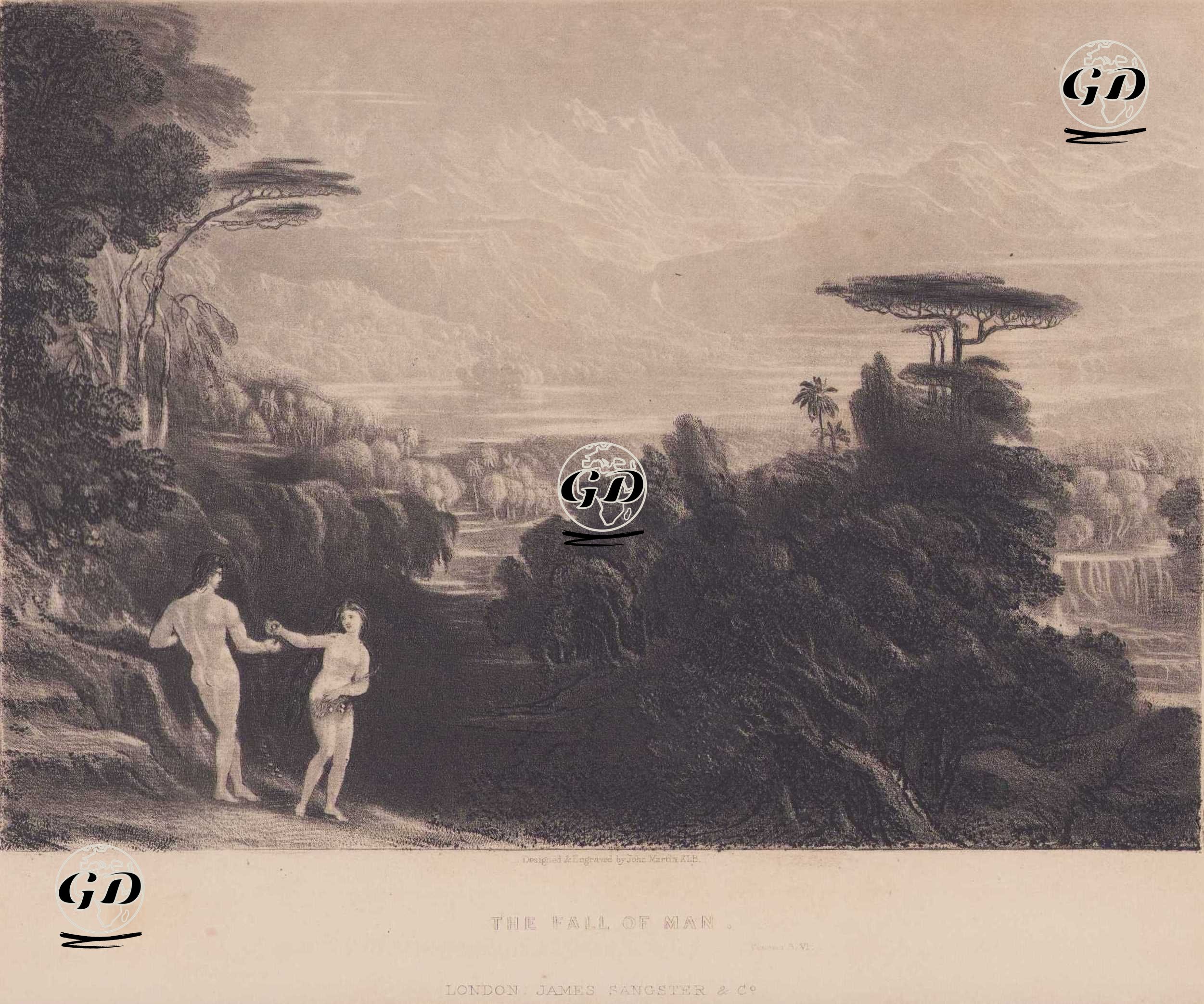 Hazreti Havva Ve Adem'in İlk Günahı İşlemesi (Yasak Meyve - İnsanın Düşüşü), Genesis (Diriliş), Chapter (Bölüm) 3. Verse (Ayet) 6. - John Martin (1789-1854) - 1831