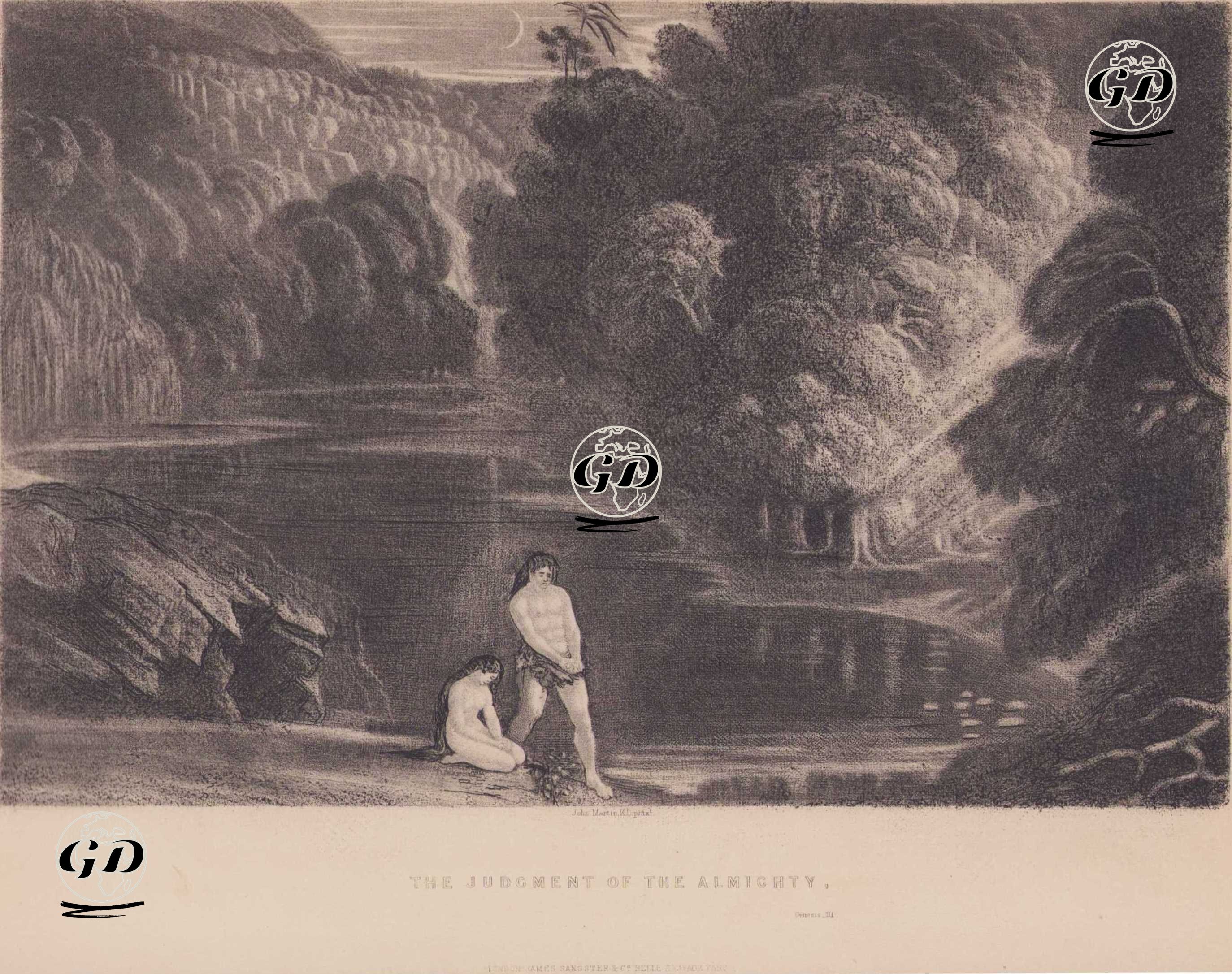 Tanrı’nın Hazreti Adem ve Havva Üzerindeki Yargısı, Genesis (Diriliş), Chapter (Bölüm) 3.  - John Martin (1789-1854) - 1831