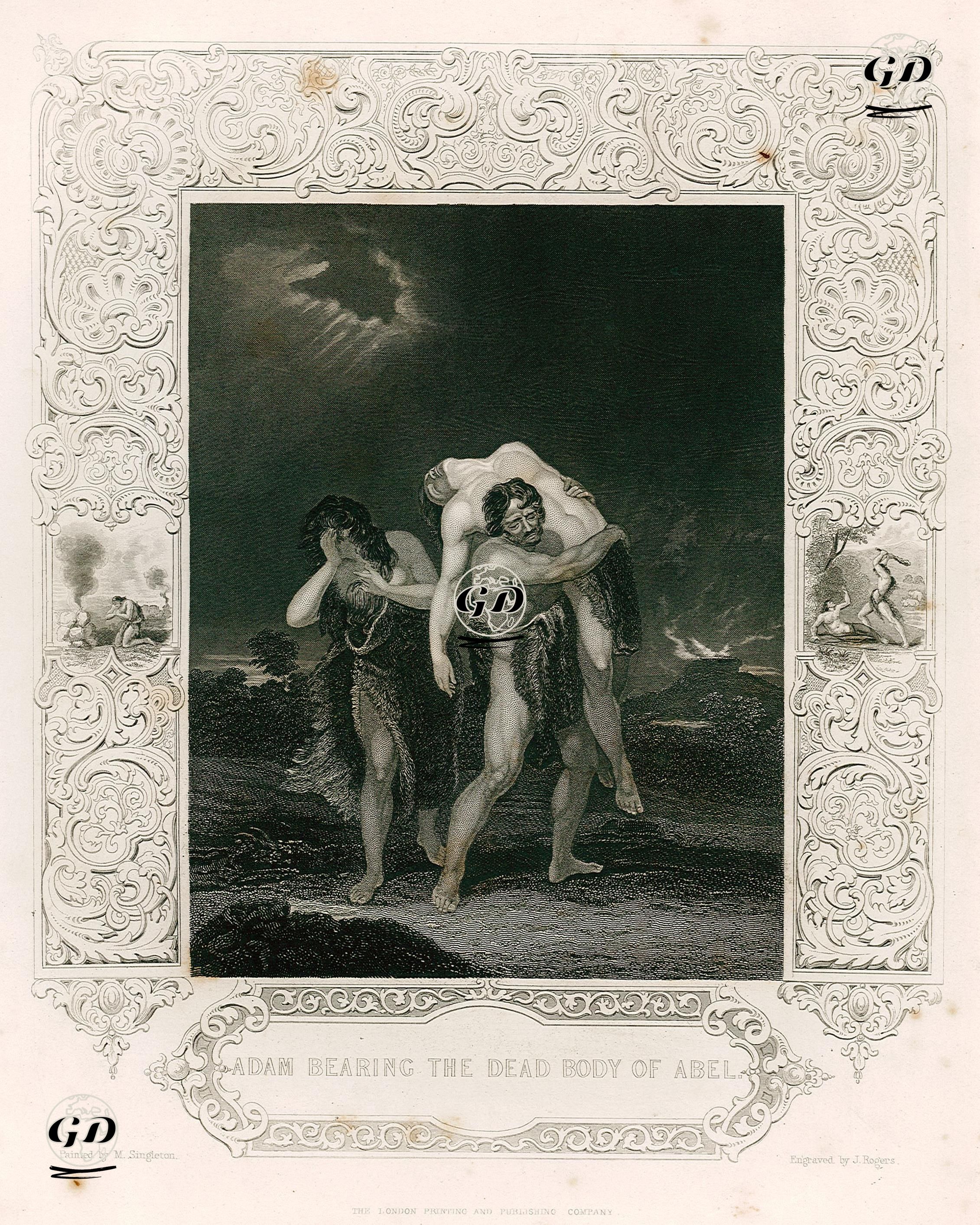 Adam Bearing The Dead Body Of Abel - M.Singleton - 1830's