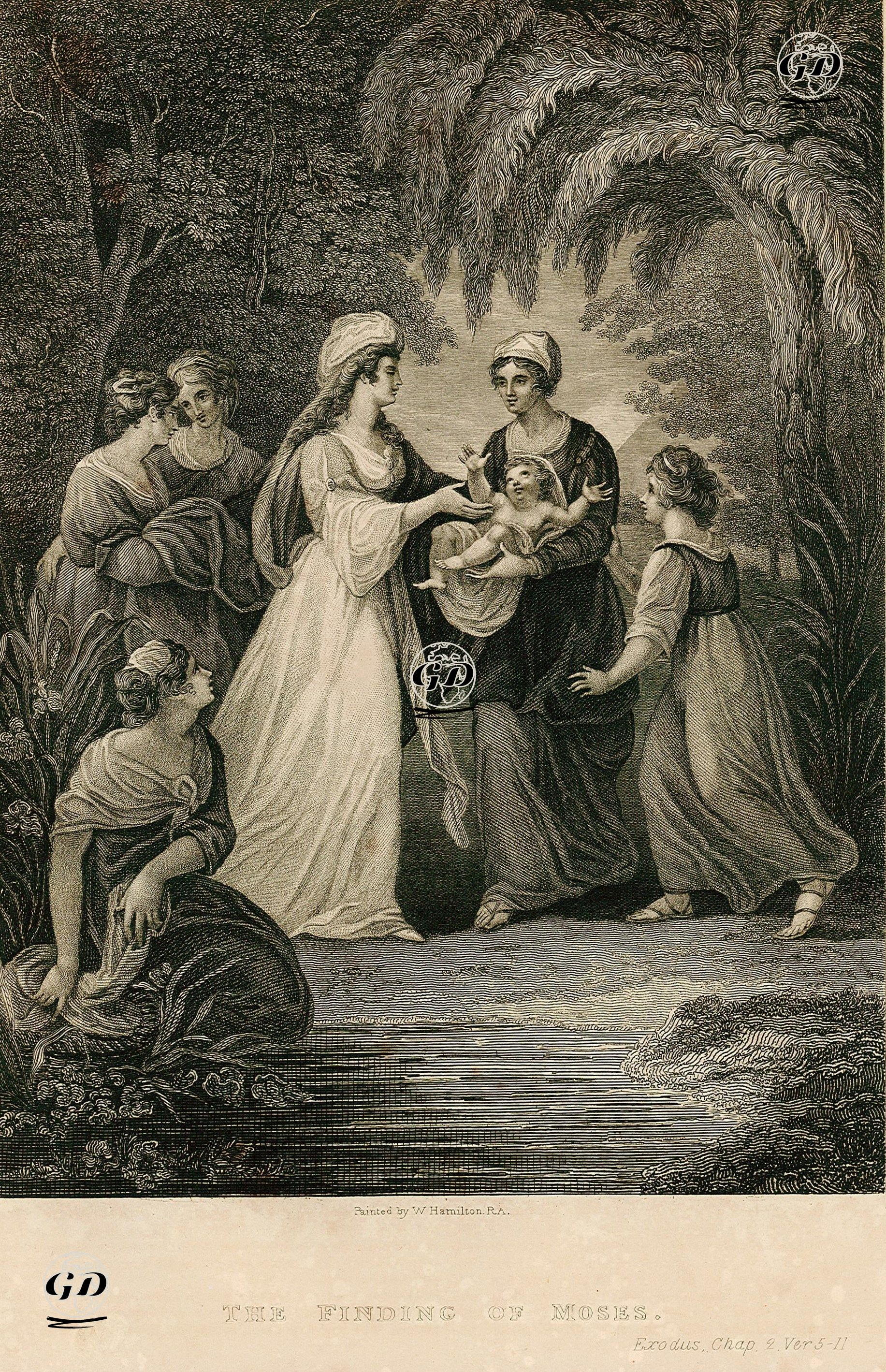 The Finding Of Moses, Exodus, Chap. 2. Ver. 5.-11. - William Hamilton (1751-1801) - 1835
